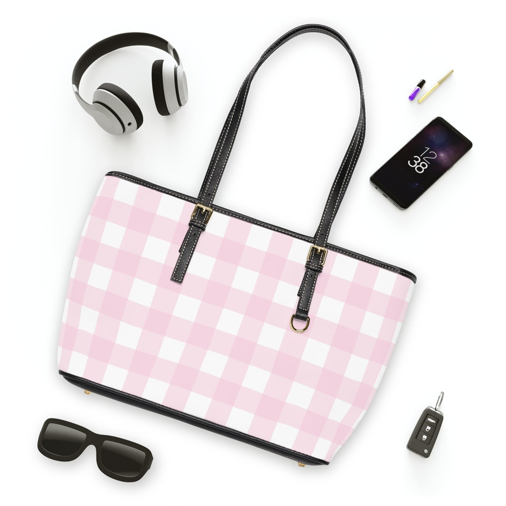 JAKKOUTTHEBXX Pink Checkered Tote Shoulder Bag 2025