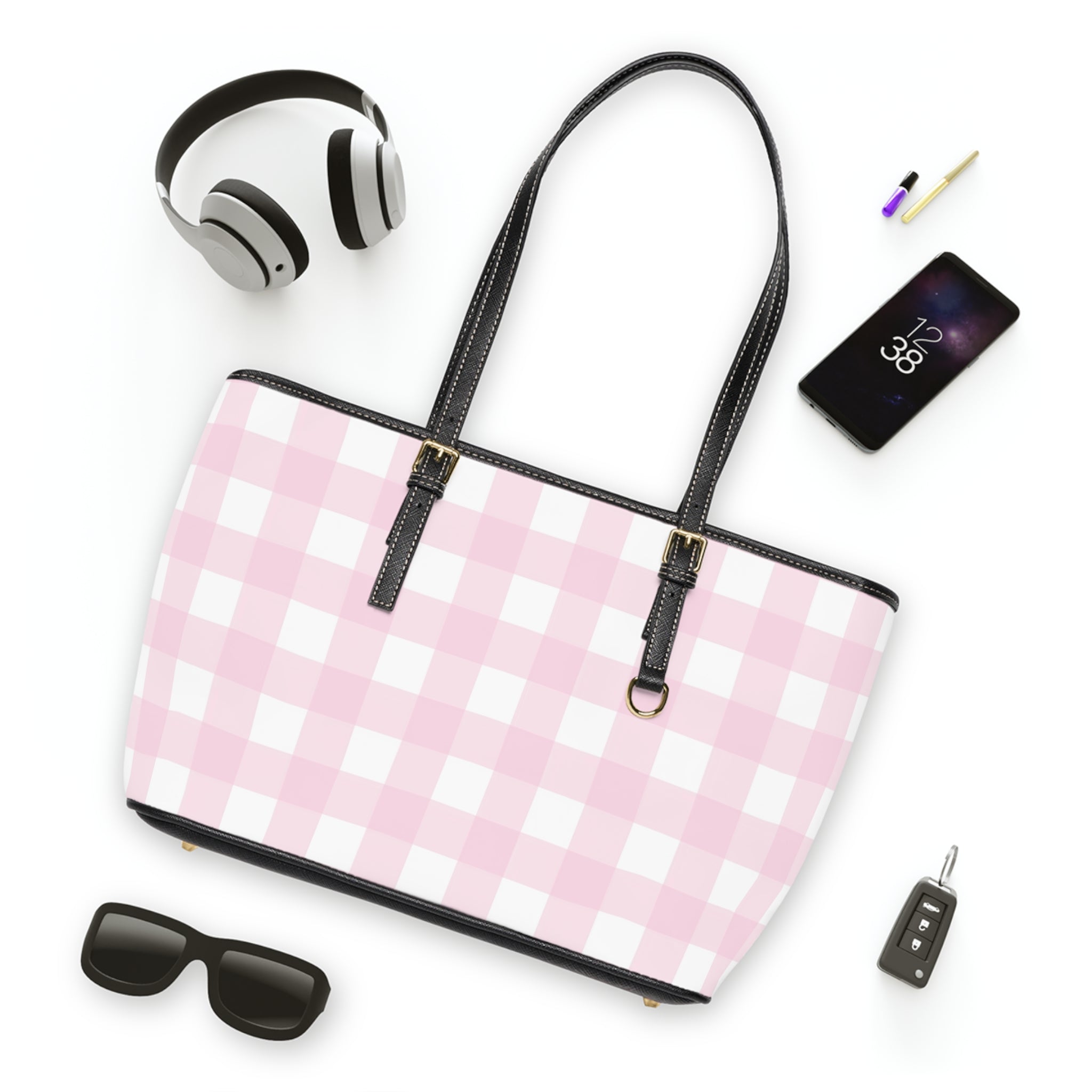 JAKKOUTTHEBXX Pink Checkered Tote Shoulder Bag 2025