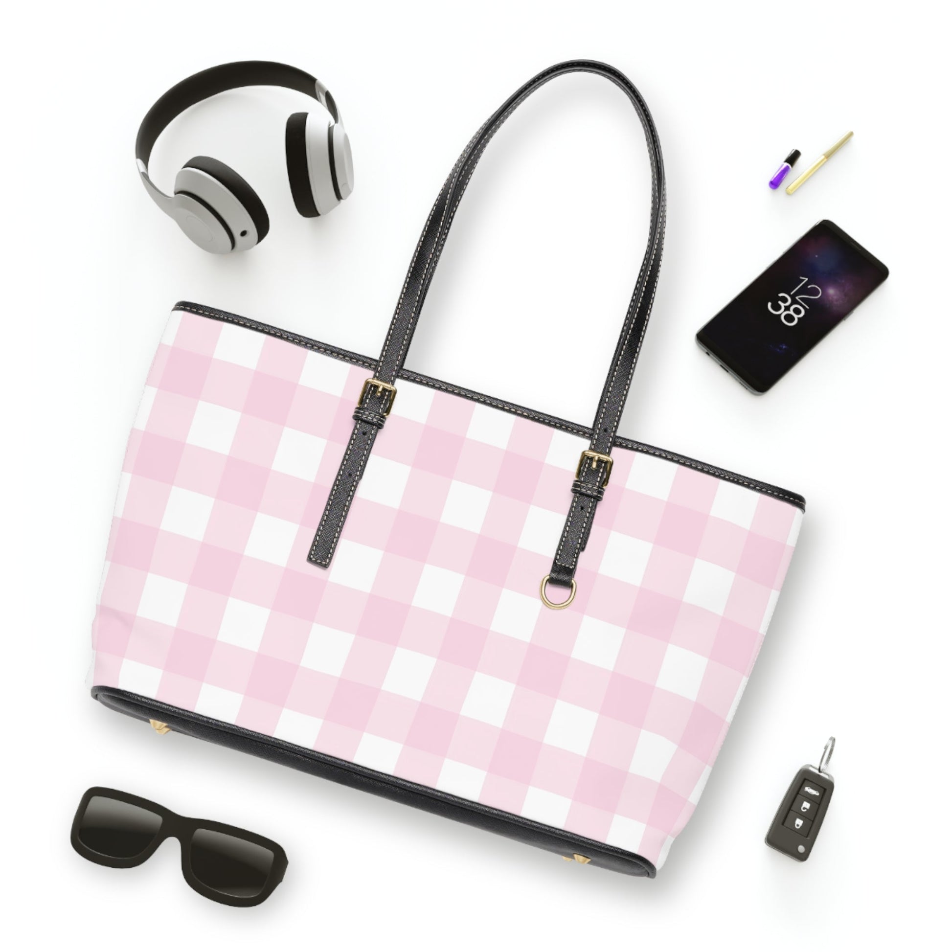 JAKKOUTTHEBXX Pink Checkered Tote Shoulder Bag 2025