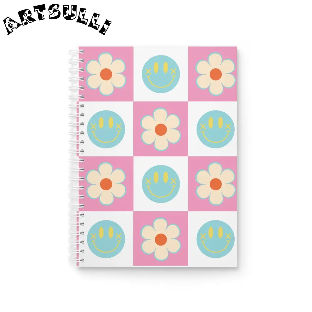 Pink Checkered Wide-Ruled Spiral Notebooks, Artsulli - Art is Long, Life is Short, Paper products, Size, One Size, , , , , 90301394355548655143