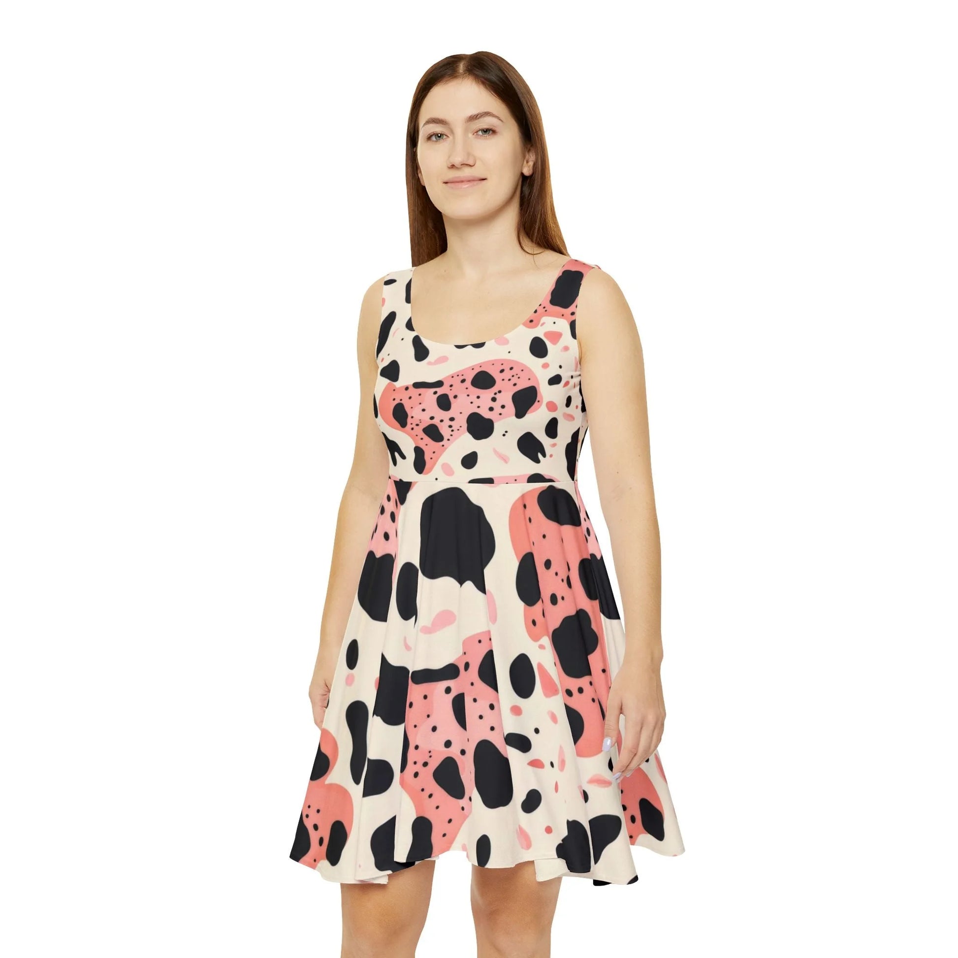 Pink Cow Premium Illustration Skater Dress, Artsulli - Art is Long, Life is Short, All Over Prints, , , , , , , 