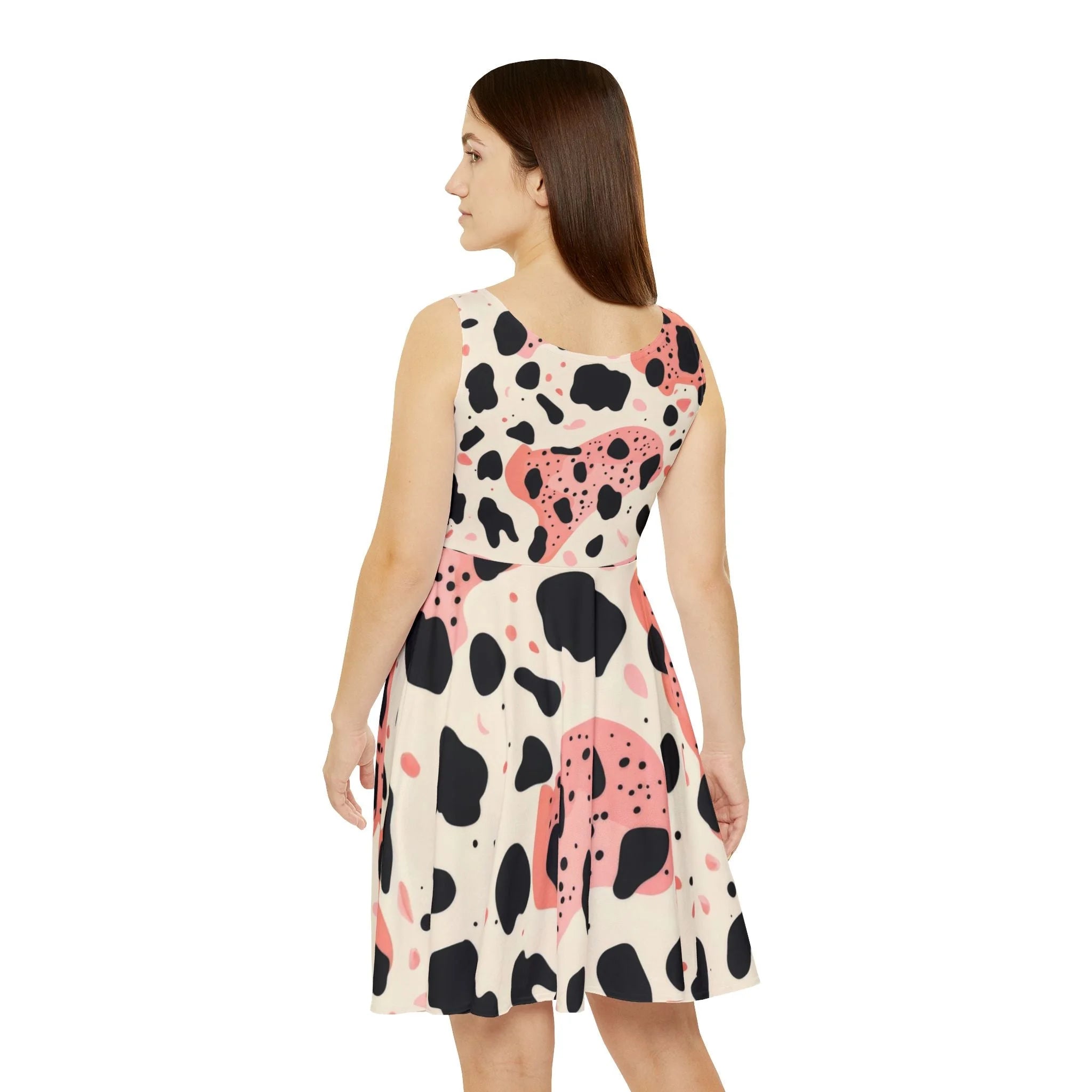 Pink Cow Premium Illustration Skater Dress, Artsulli - Art is Long, Life is Short, All Over Prints, , , , , , , 