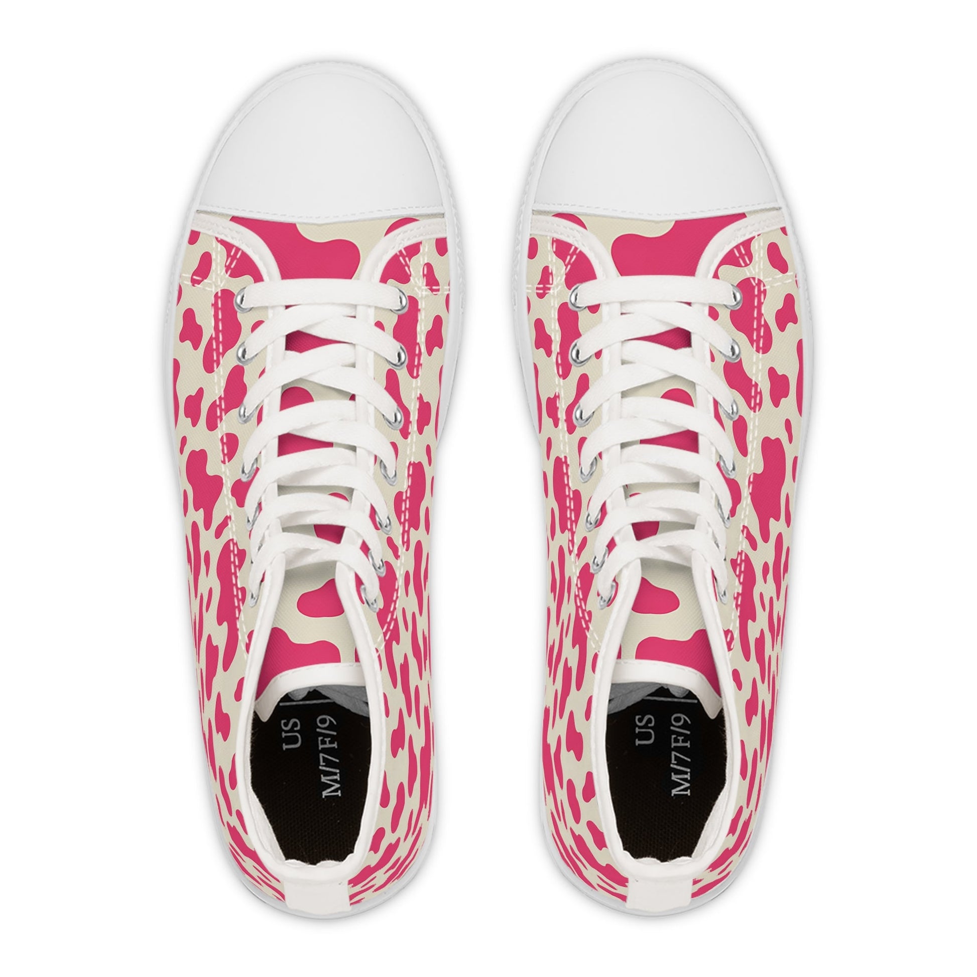 Pink Cow Print High Top Sneakers, Artsulli - Art is Long, Life is Short, Shoes, , , , , , , 