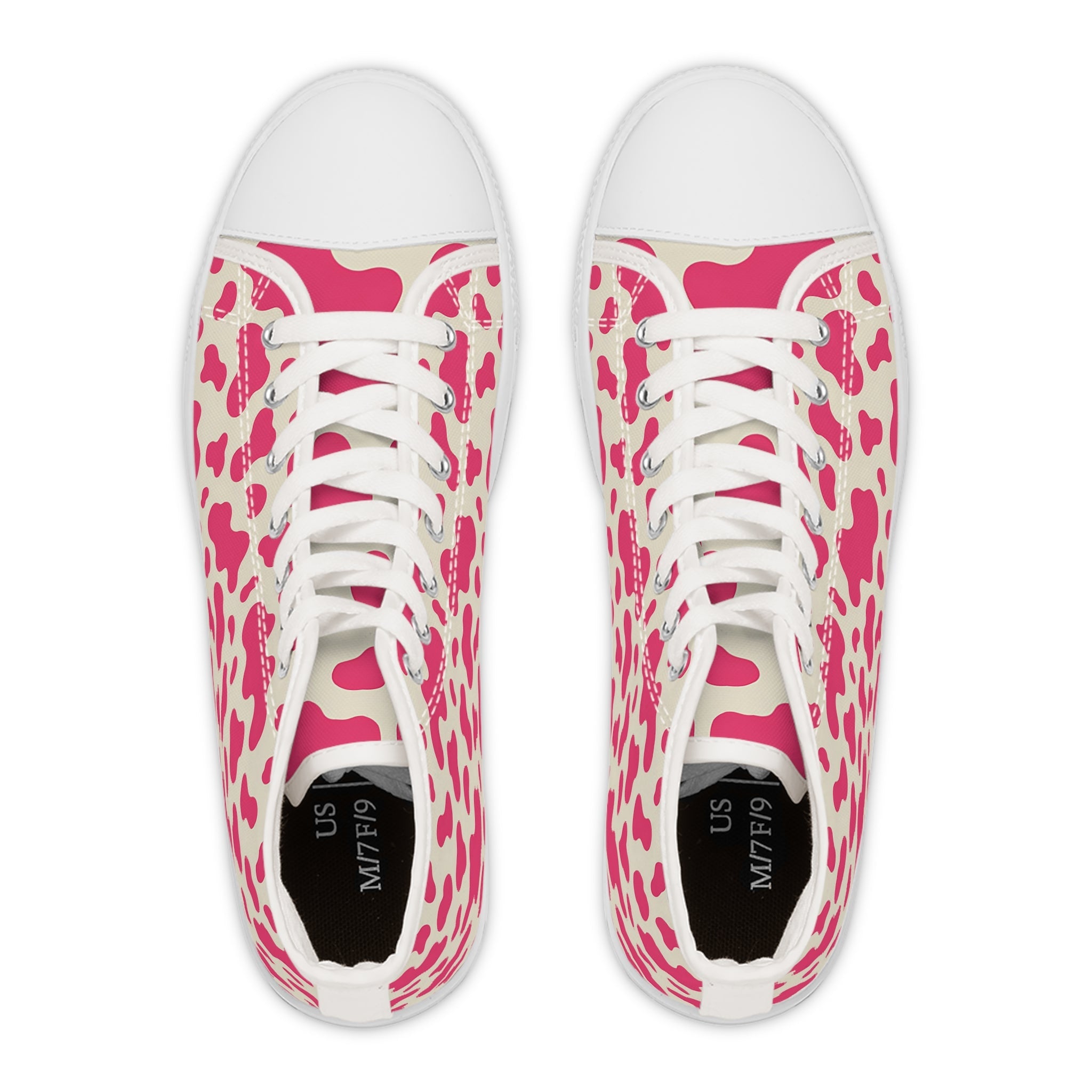 Pink Cow Print High Top Sneakers, Artsulli - Art is Long, Life is Short, Shoes, , , , , , , 