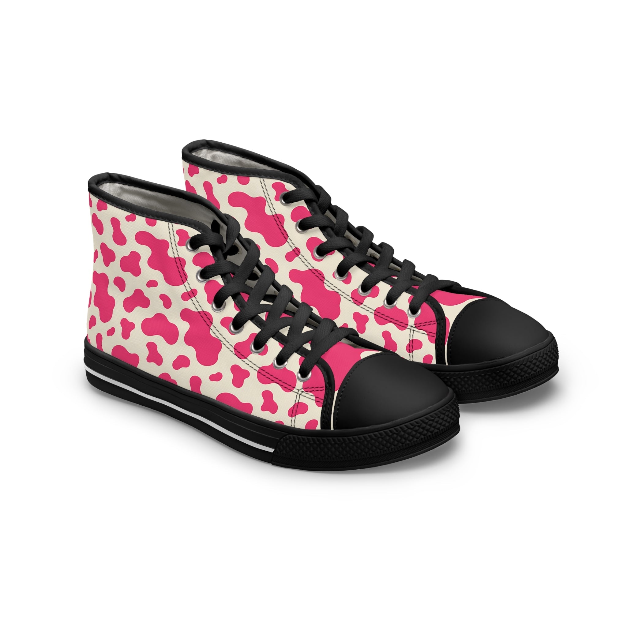 Printify Pink Cow Print High Top Sneakers 2025