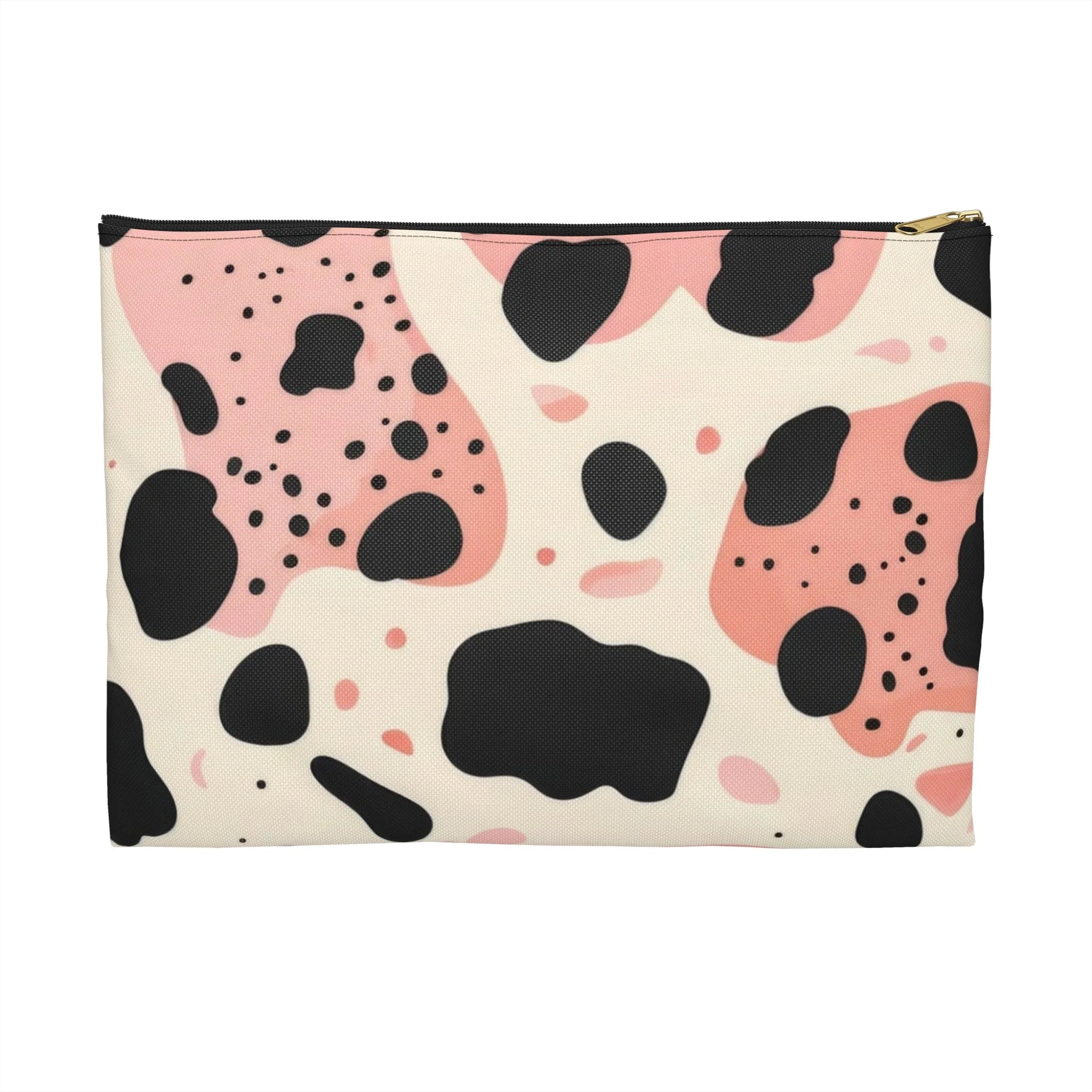 Pink Cow Print Pencil Cases, Artsulli - Art is Long, Life is Short, Bags, Size, Large, Color, Black zipper, , , 84657892399699