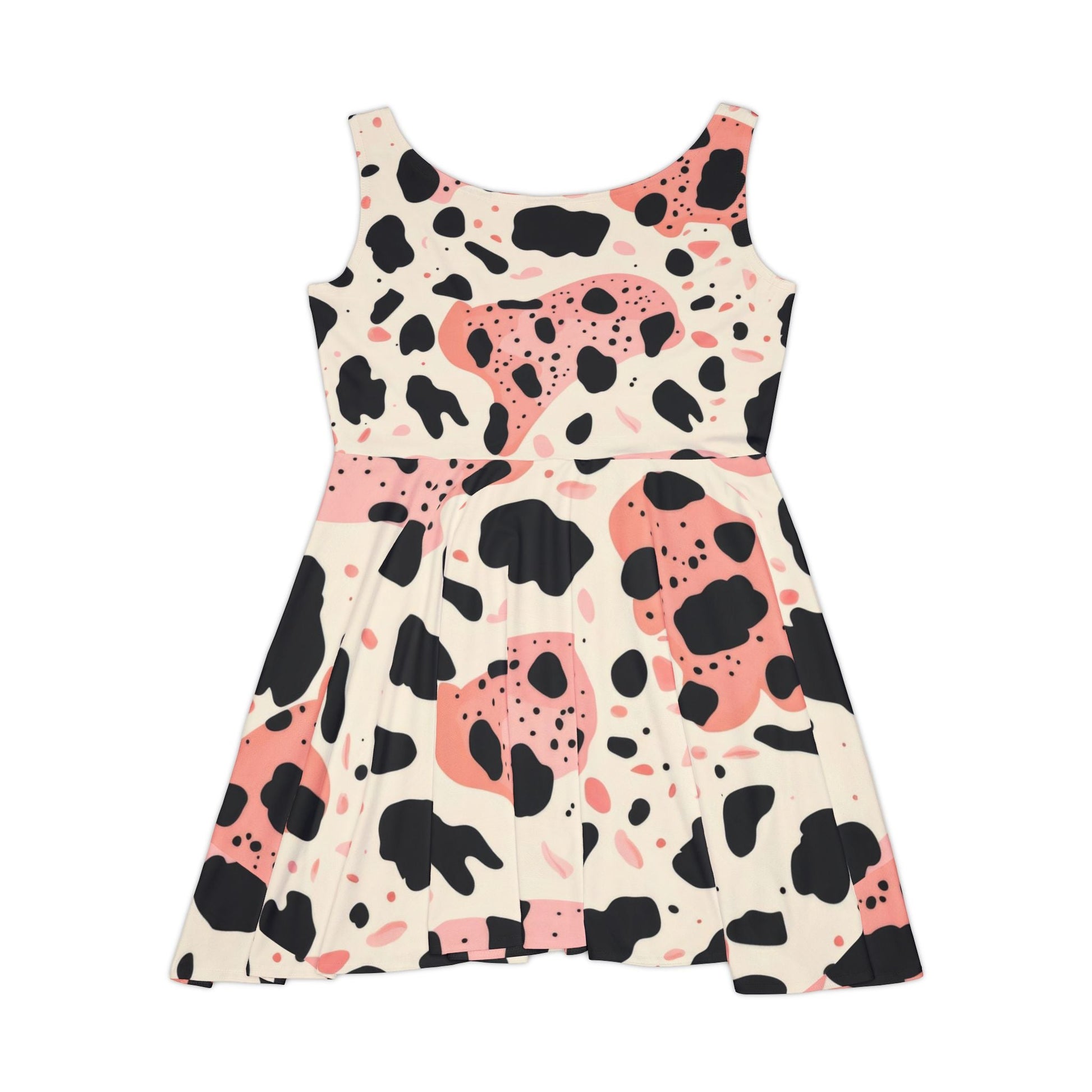 Pink Cow Print Skater Dress, Artsulli - Art is Long, Life is Short, All Over Prints, , , , , , , 
