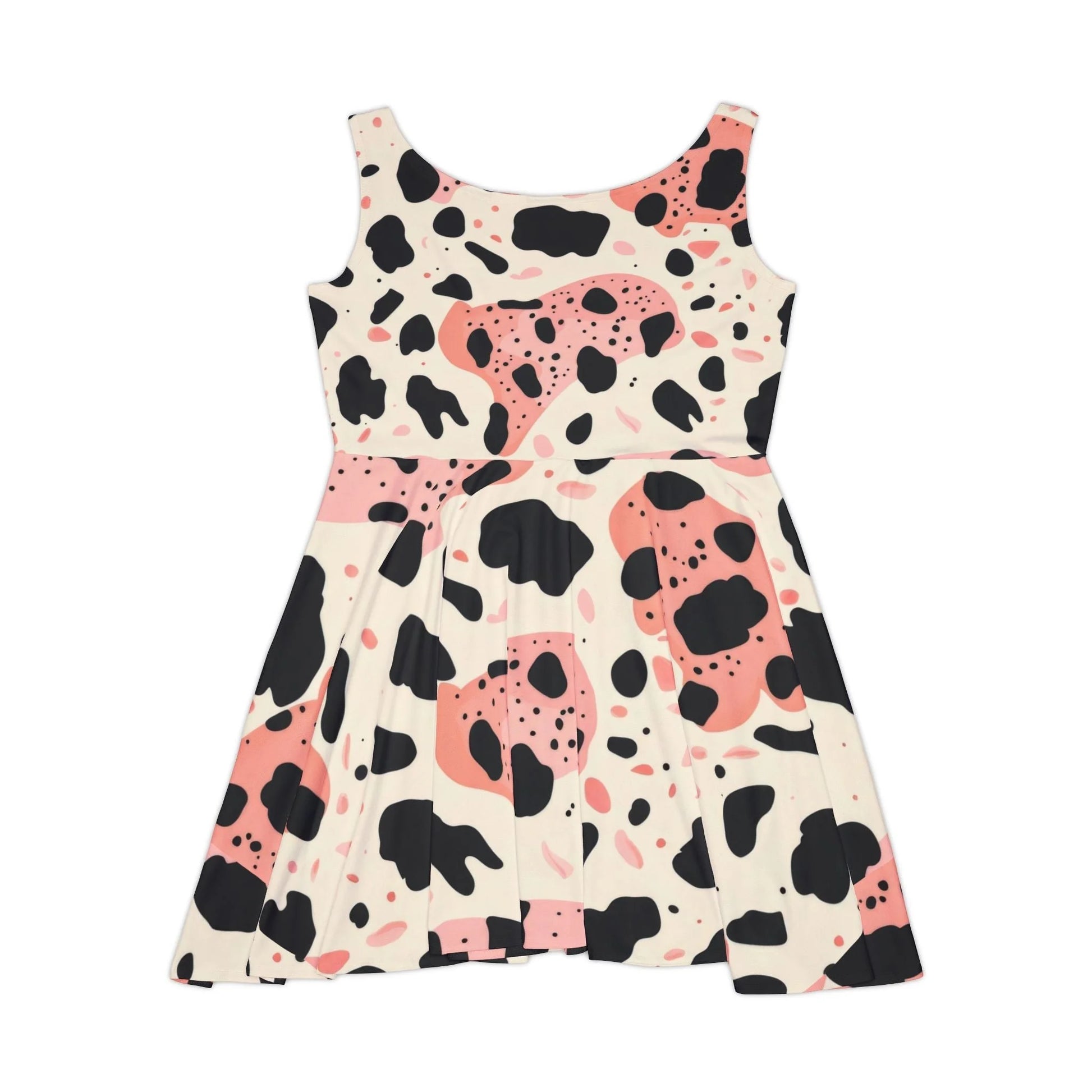 Printify Pink Cow Print Skater Dress 2025