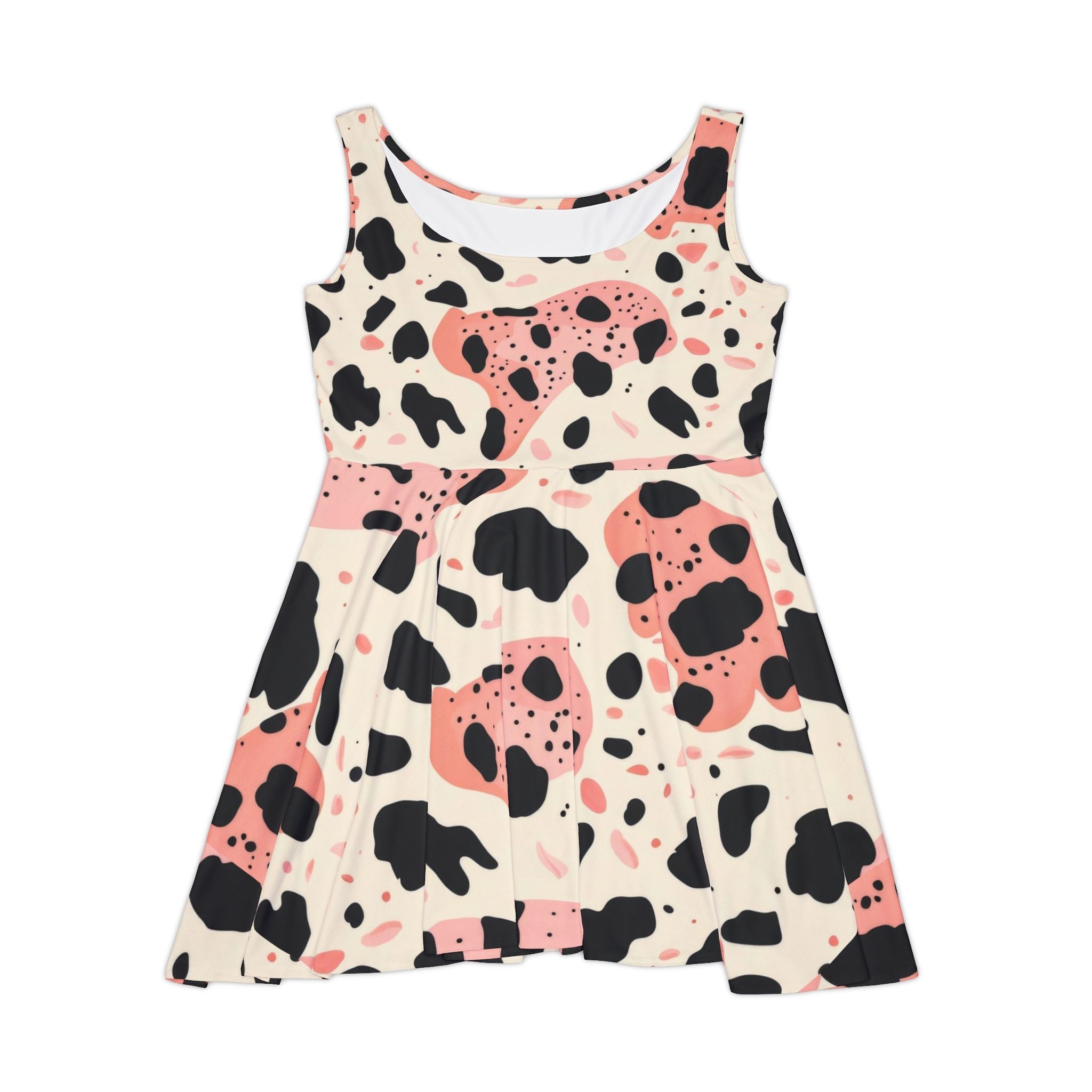 Pink Cow Print Skater Dress, Artsulli - Art is Long, Life is Short, All Over Prints, Size, XS, , , , , 22258115618098256560