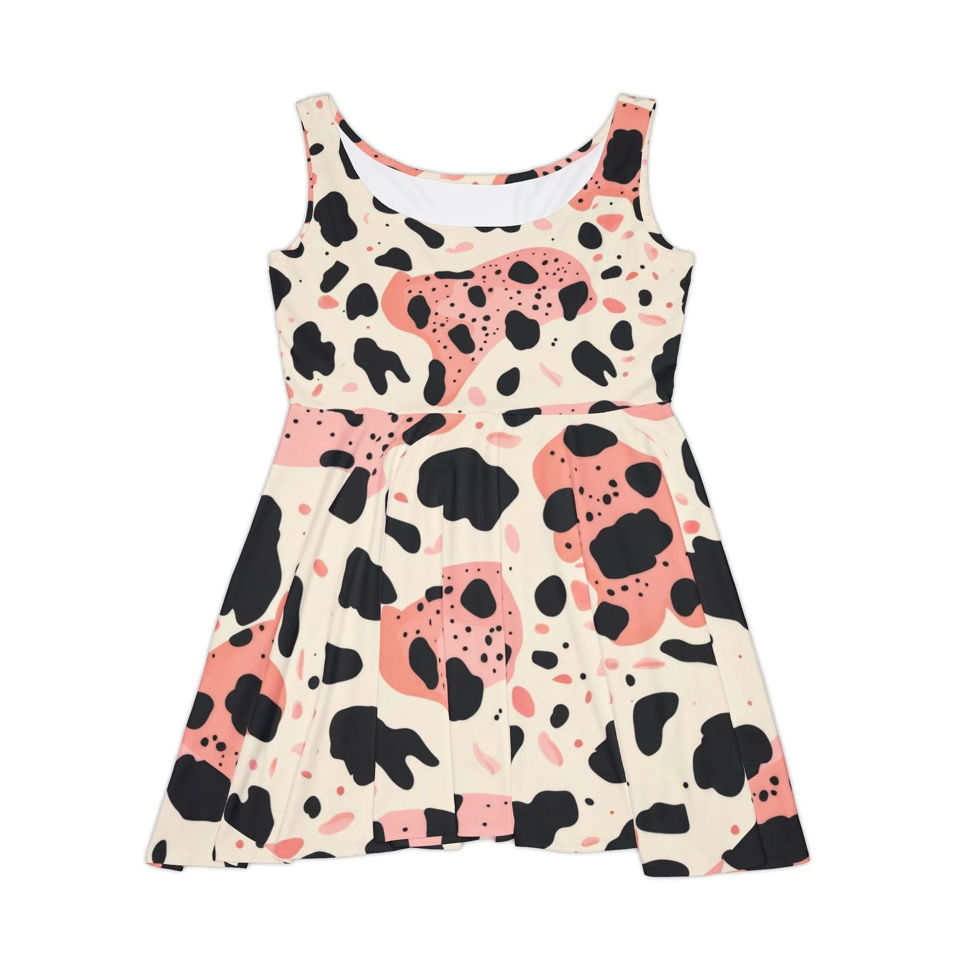 Printify Pink Cow Print Skater Dress 2025
