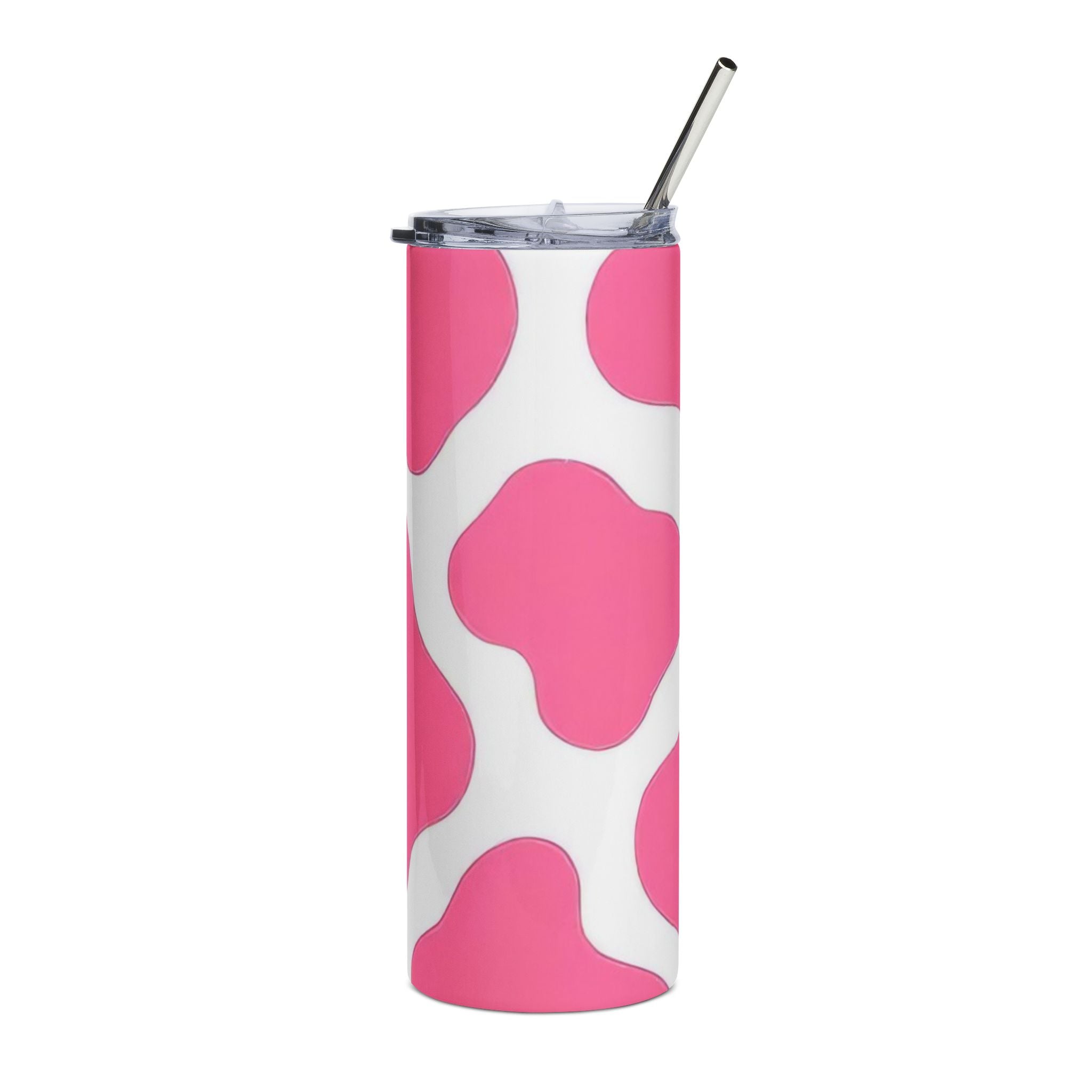 Pink Cow Print Stainless Steel Tumbler, Artsulli - Art is Long, Life is Short, Mug, , , , , , , 