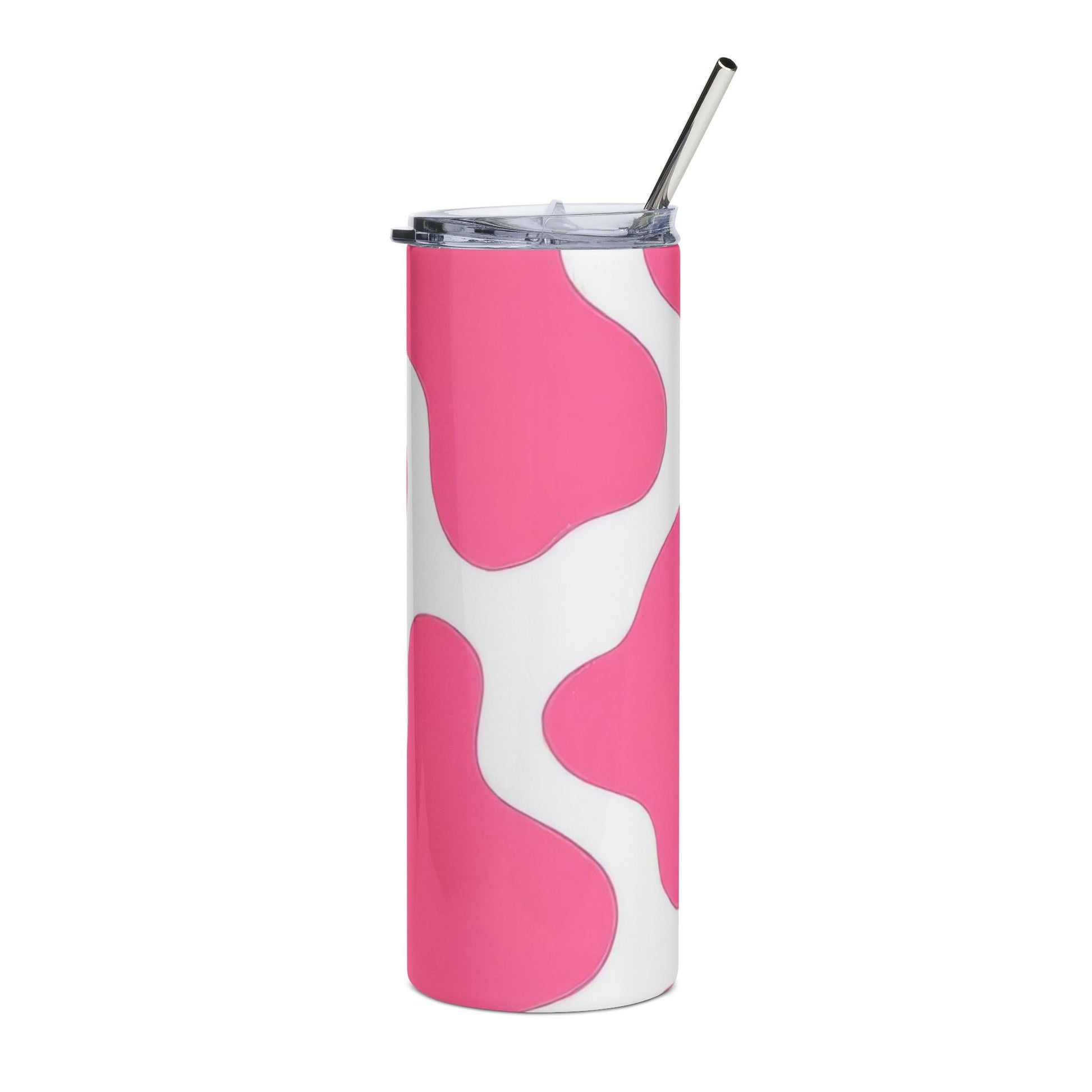 Pink Cow Print Stainless Steel Tumbler, Artsulli - Art is Long, Life is Short, Mug, , , , , , , 