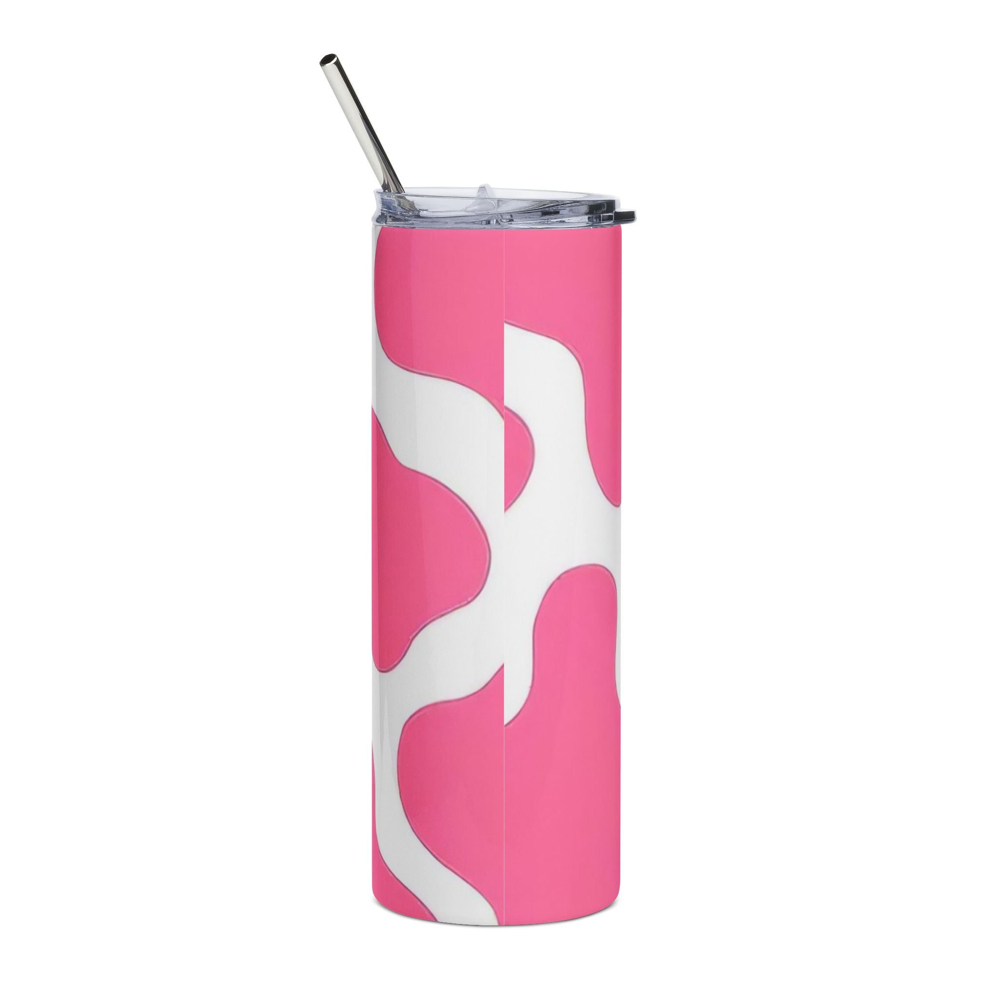 Pink Cow Print Stainless Steel Tumbler, Artsulli - Art is Long, Life is Short, Mug, , , , , , , 
