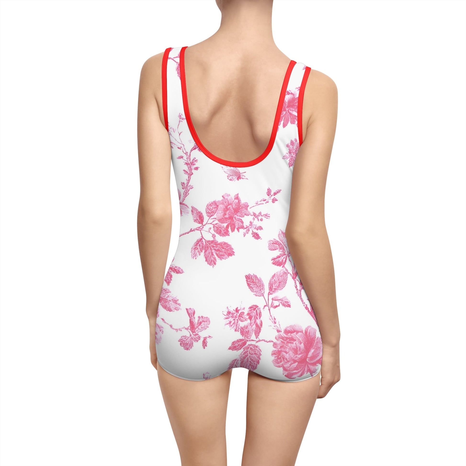 Pink Floral and Butterfly One-Piece Swimsuit, Artsulli - Art is Long, Life is Short, All Over Prints, , , , , , , 
