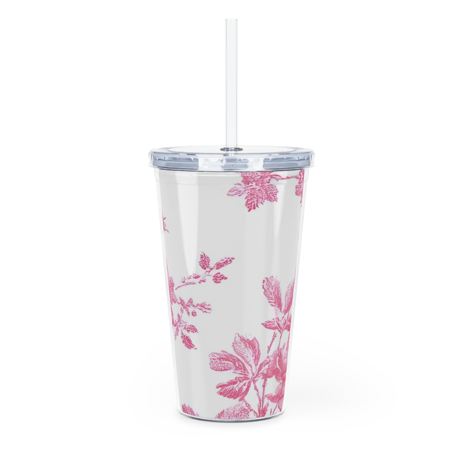 JAKKOUTTHEBXX Pink Floral Butterfly Plastic Tumbler 2025