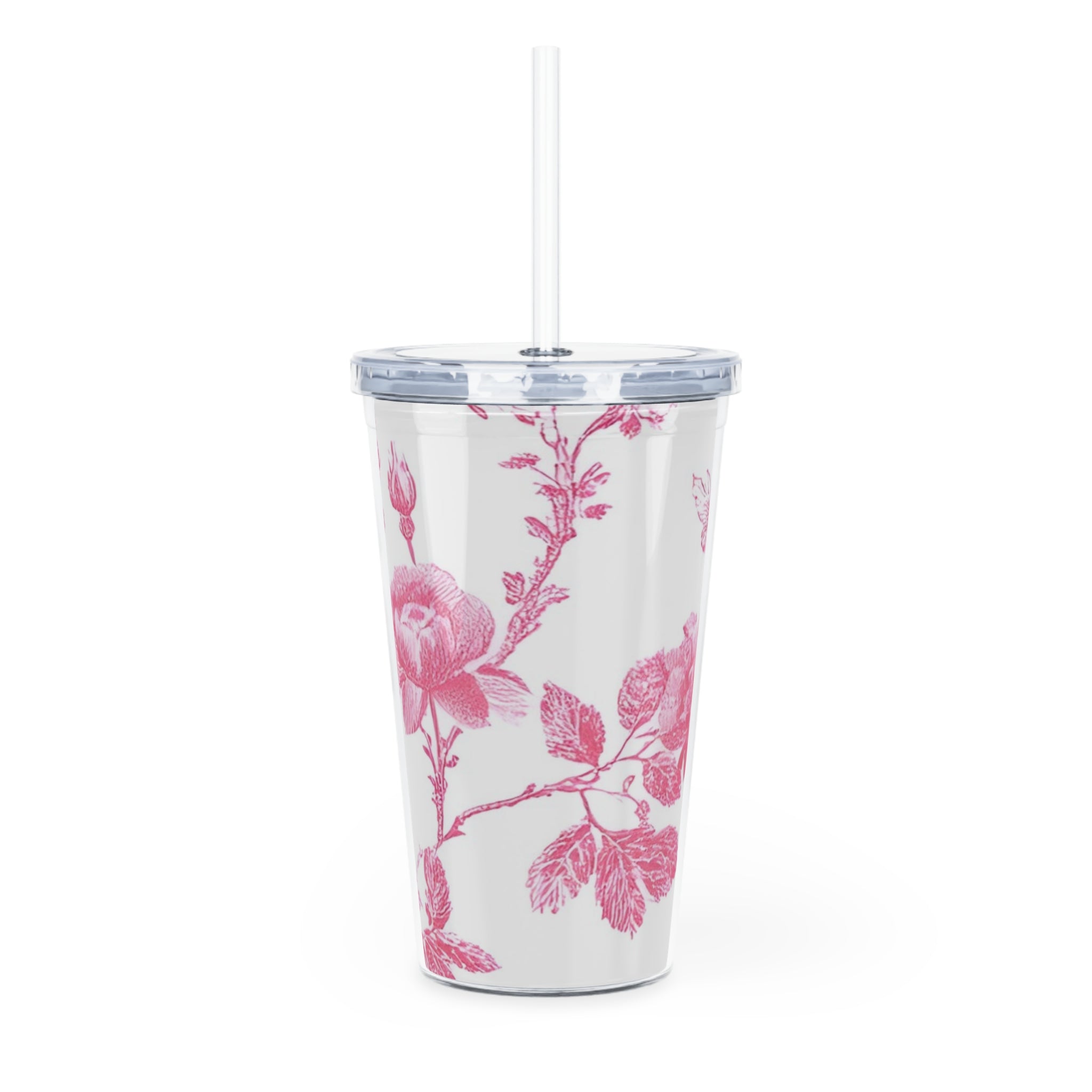 JAKKOUTTHEBXX Pink Floral Butterfly Plastic Tumbler 2025