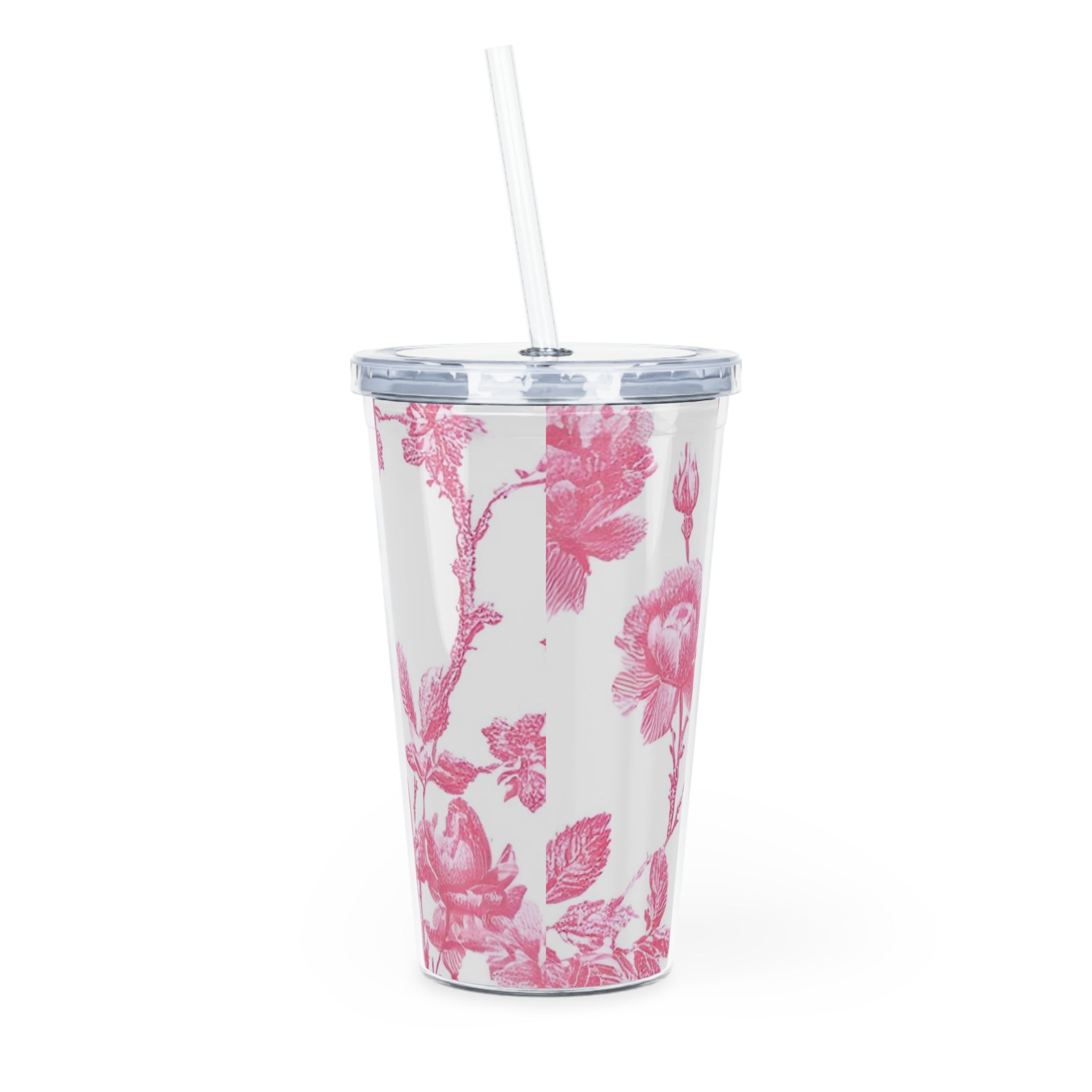 JAKKOUTTHEBXX Pink Floral Butterfly Plastic Tumbler 2025