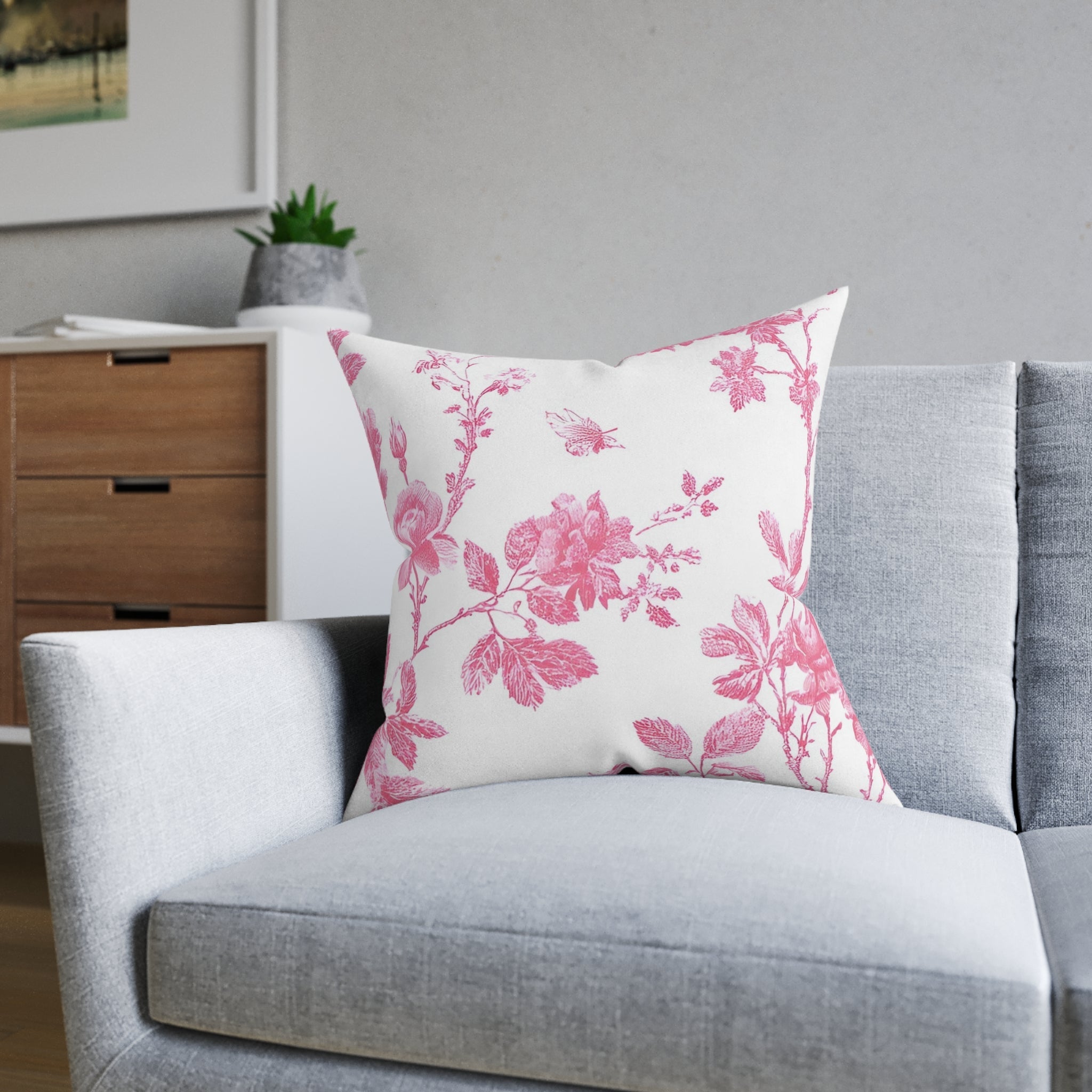 JAKKOUTTHEBXX Pink Floral Butterfly Toile Pillow 2025