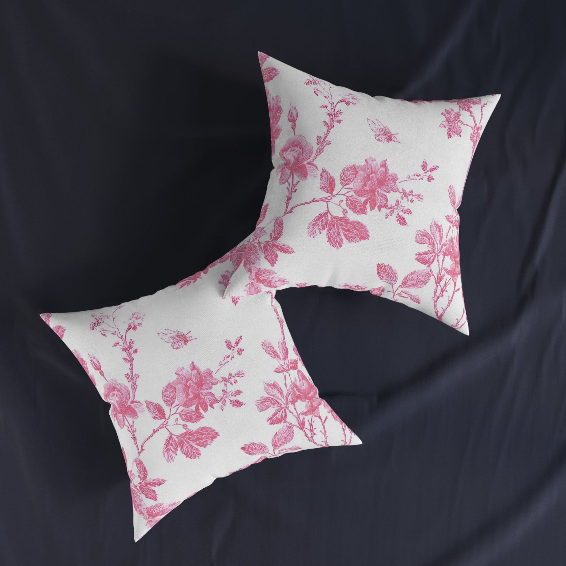 JAKKOUTTHEBXX Pink Floral Butterfly Toile Throw Pillow 2025