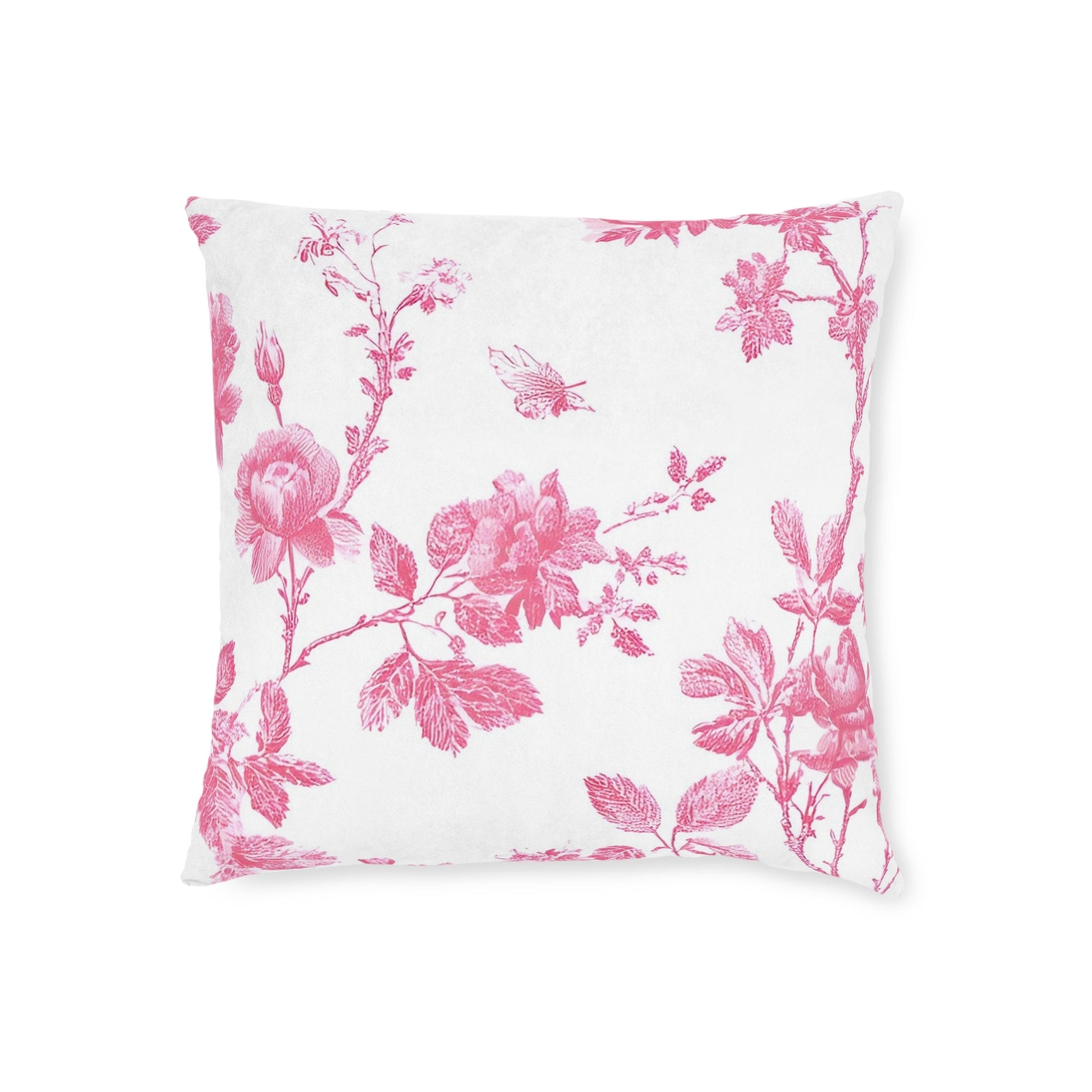 JAKKOUTTHEBXX Pink Floral Butterfly Toile Throw Pillow 2025