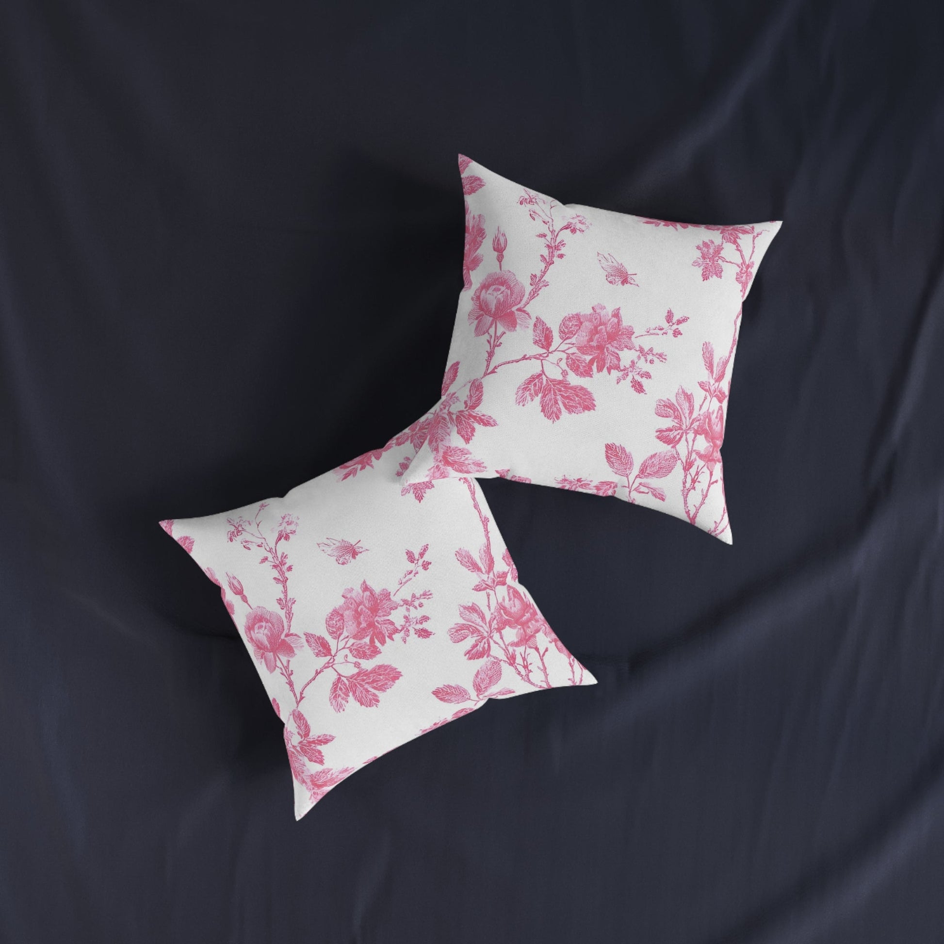 JAKKOUTTHEBXX Pink Floral Butterfly Toile Throw Pillow 2025