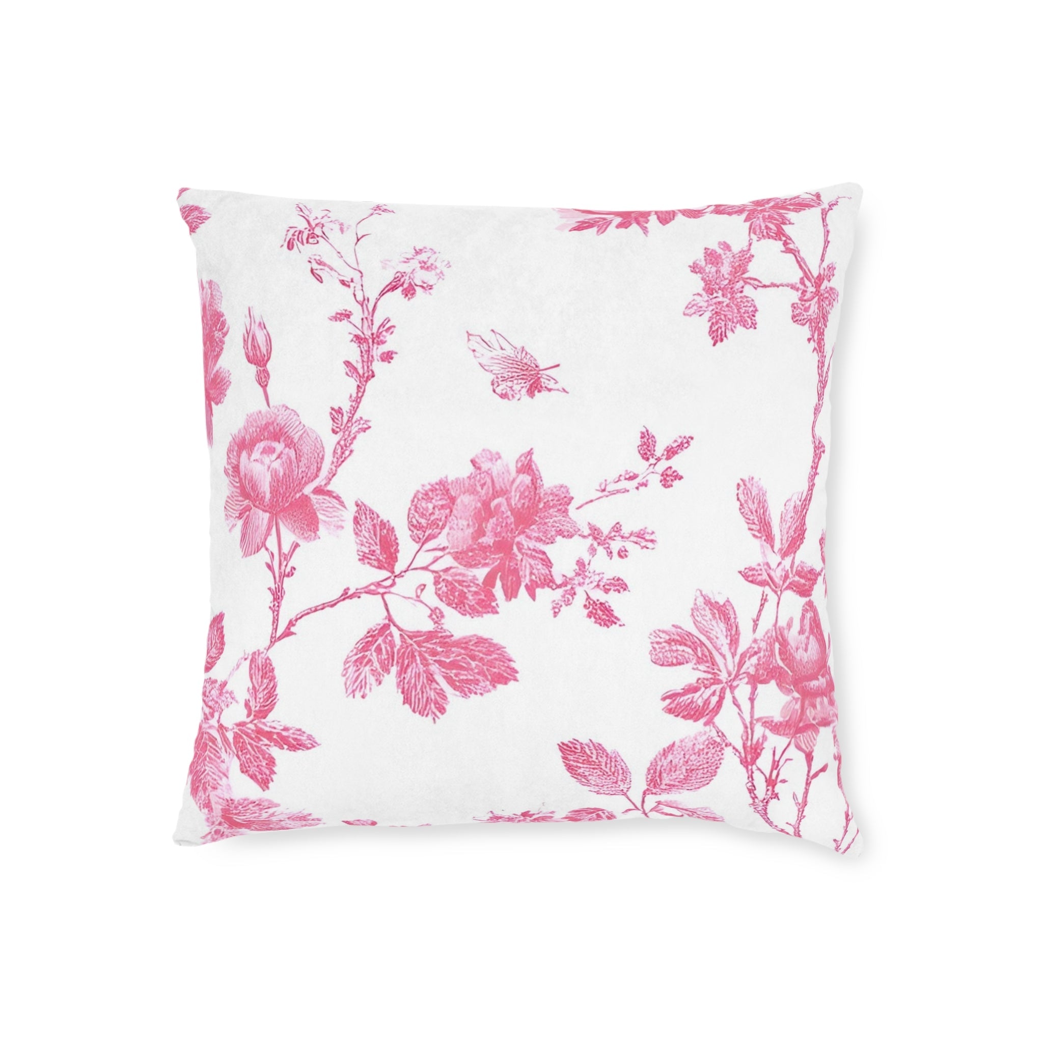 JAKKOUTTHEBXX Pink Floral Butterfly Toile Throw Pillow 2025