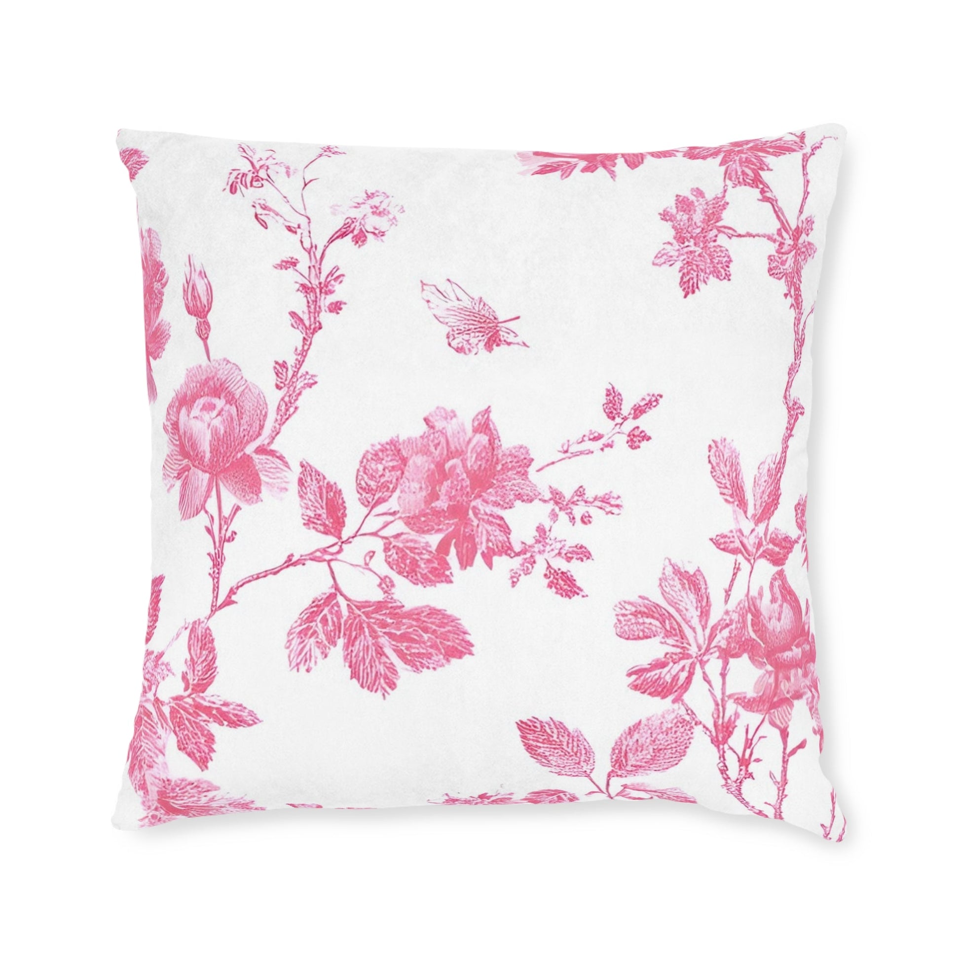 JAKKOUTTHEBXX Pink Floral Butterfly Toile Throw Pillow 2025