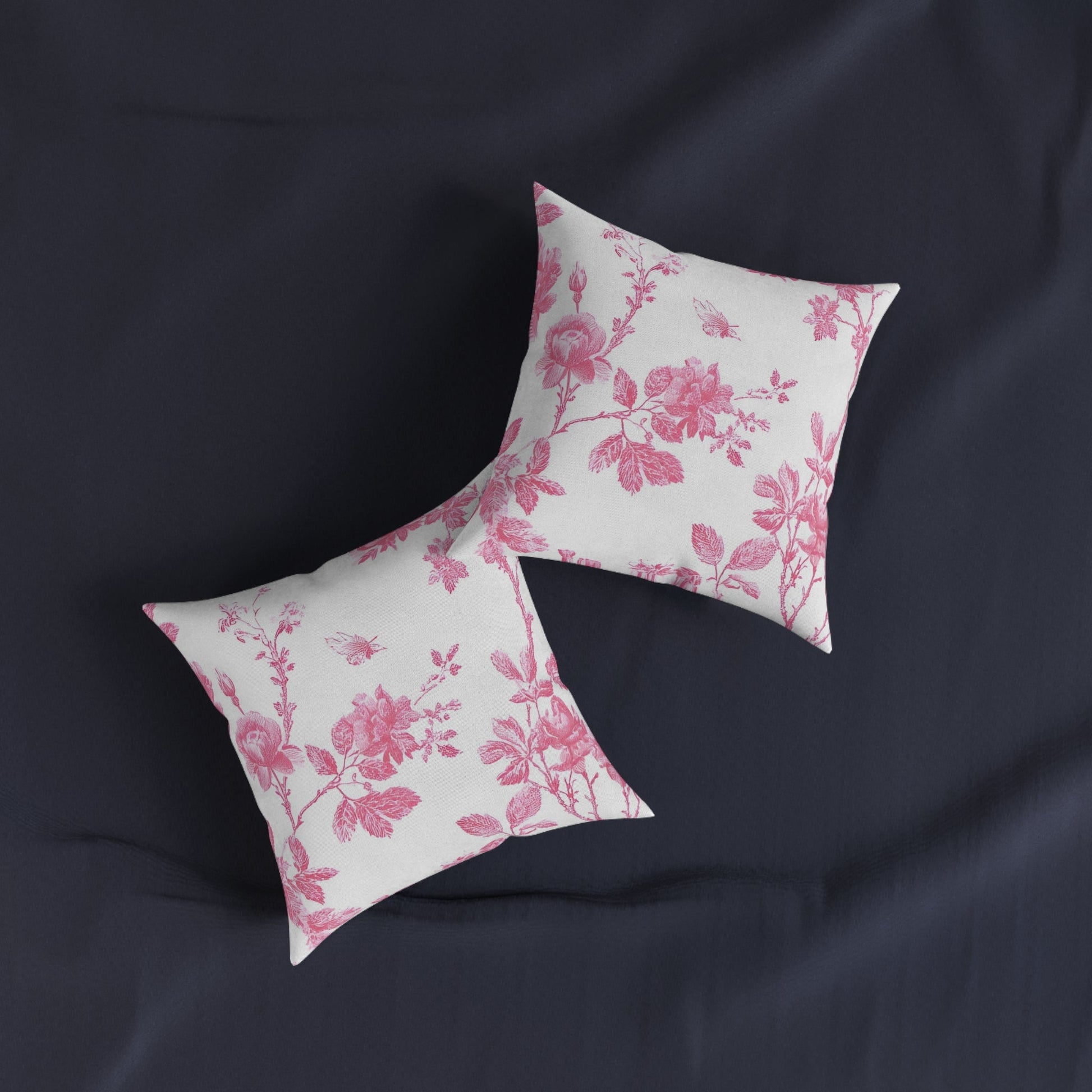 JAKKOUTTHEBXX Pink Floral Butterfly Toile Throw Pillow 2025