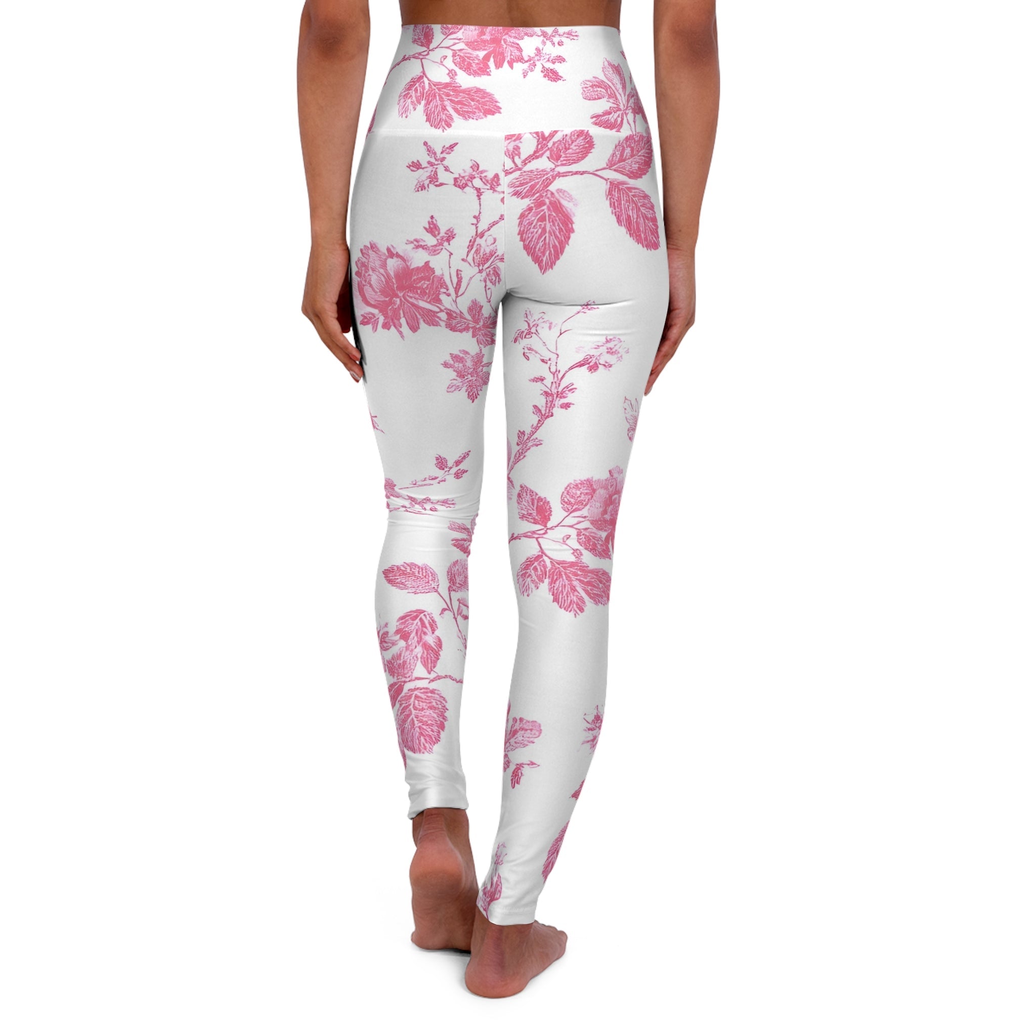 JAKKOUTTHEBXX Pink Floral High Waisted Yoga Leggings 2025