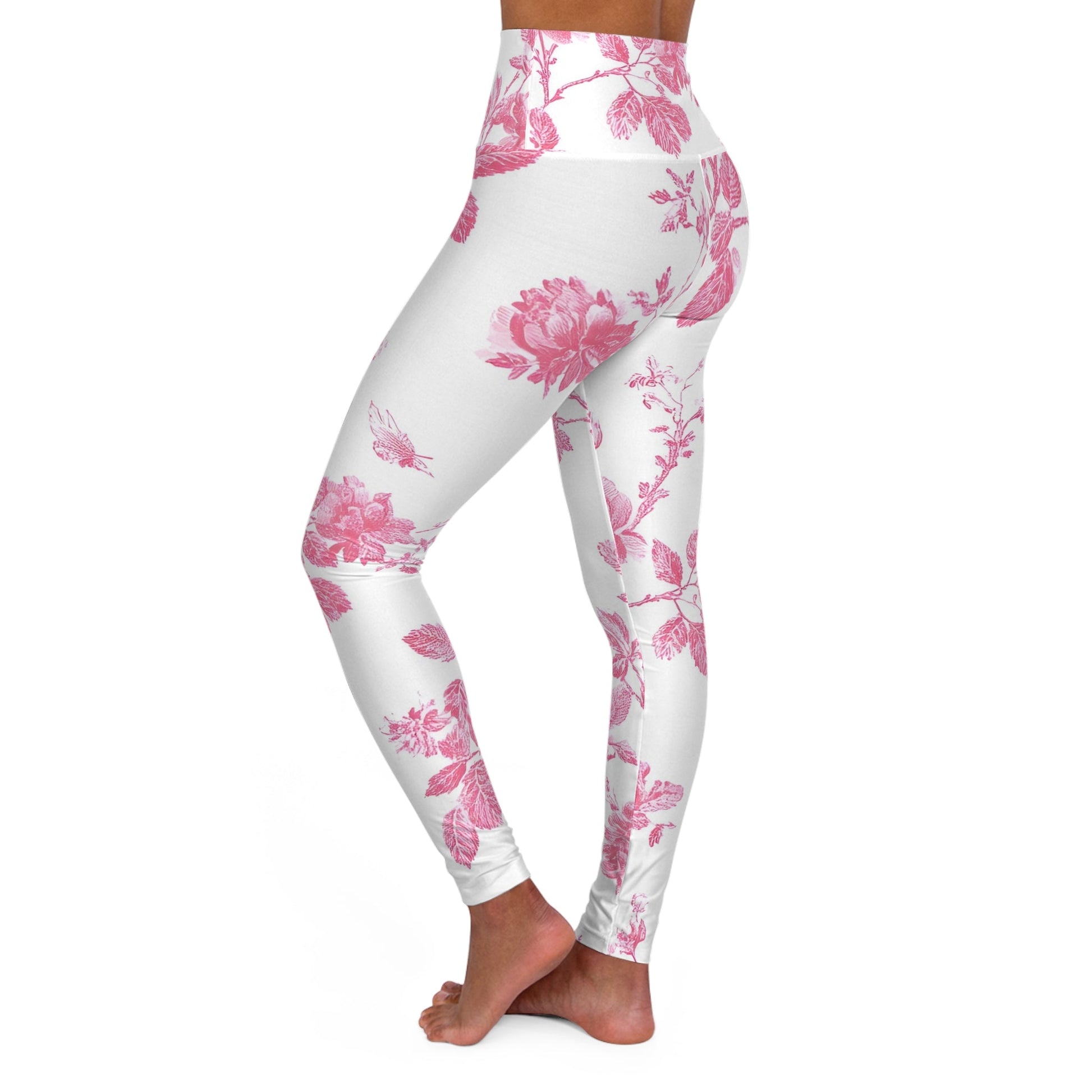 JAKKOUTTHEBXX Pink Floral High Waisted Yoga Leggings 2025