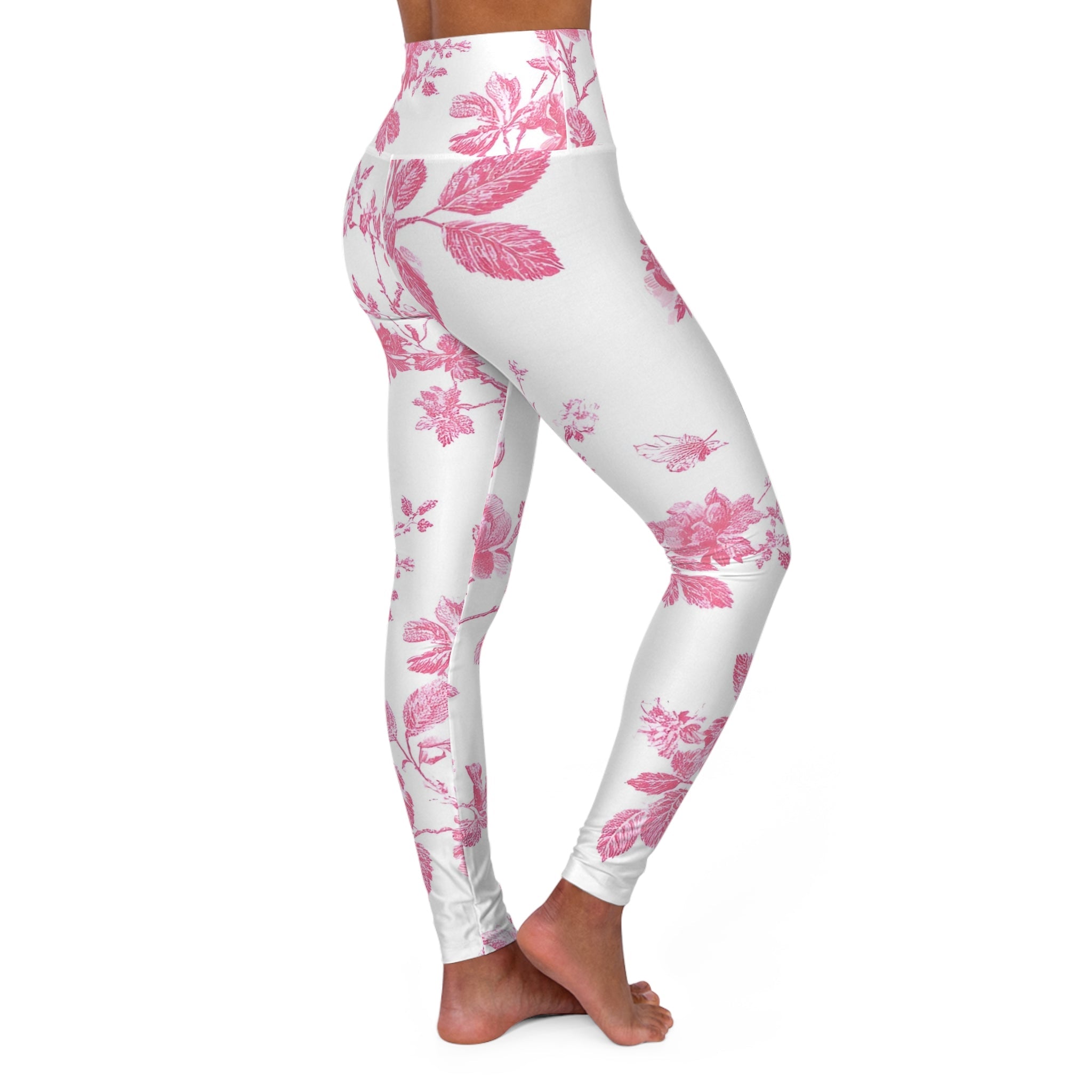JAKKOUTTHEBXX Pink Floral High Waisted Yoga Leggings 2025