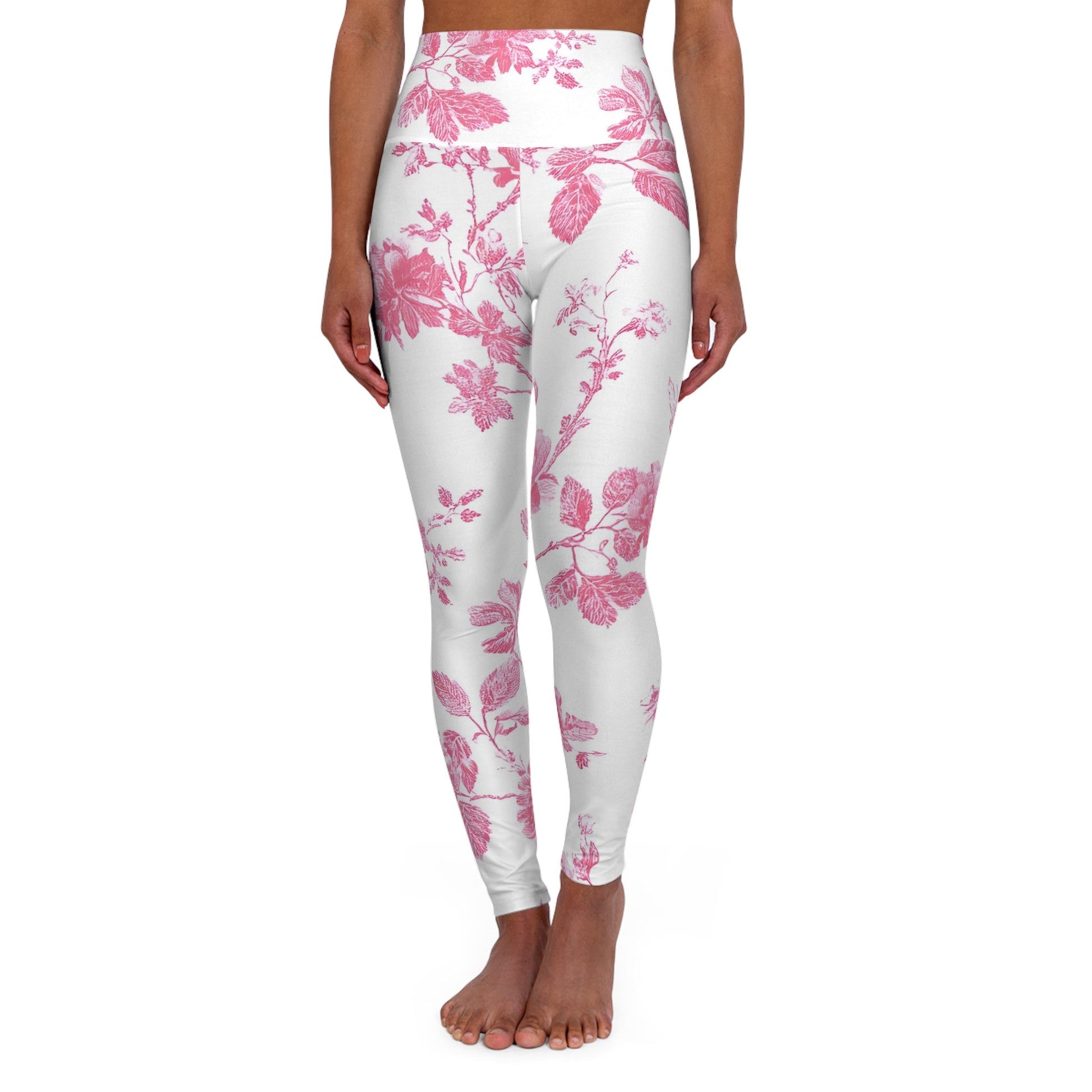 JAKKOUTTHEBXX Pink Floral High Waisted Yoga Leggings 2025