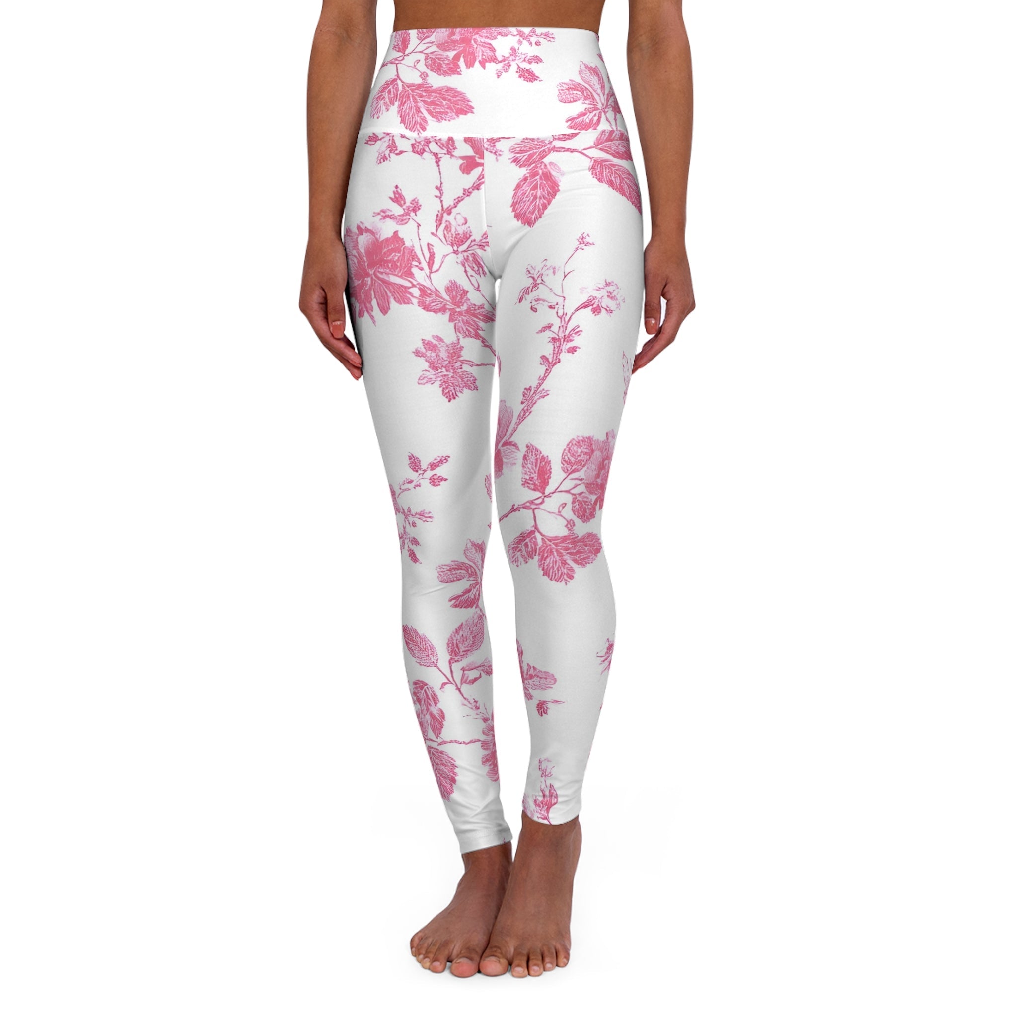 JAKKOUTTHEBXX Pink Floral High Waisted Yoga Leggings 2025