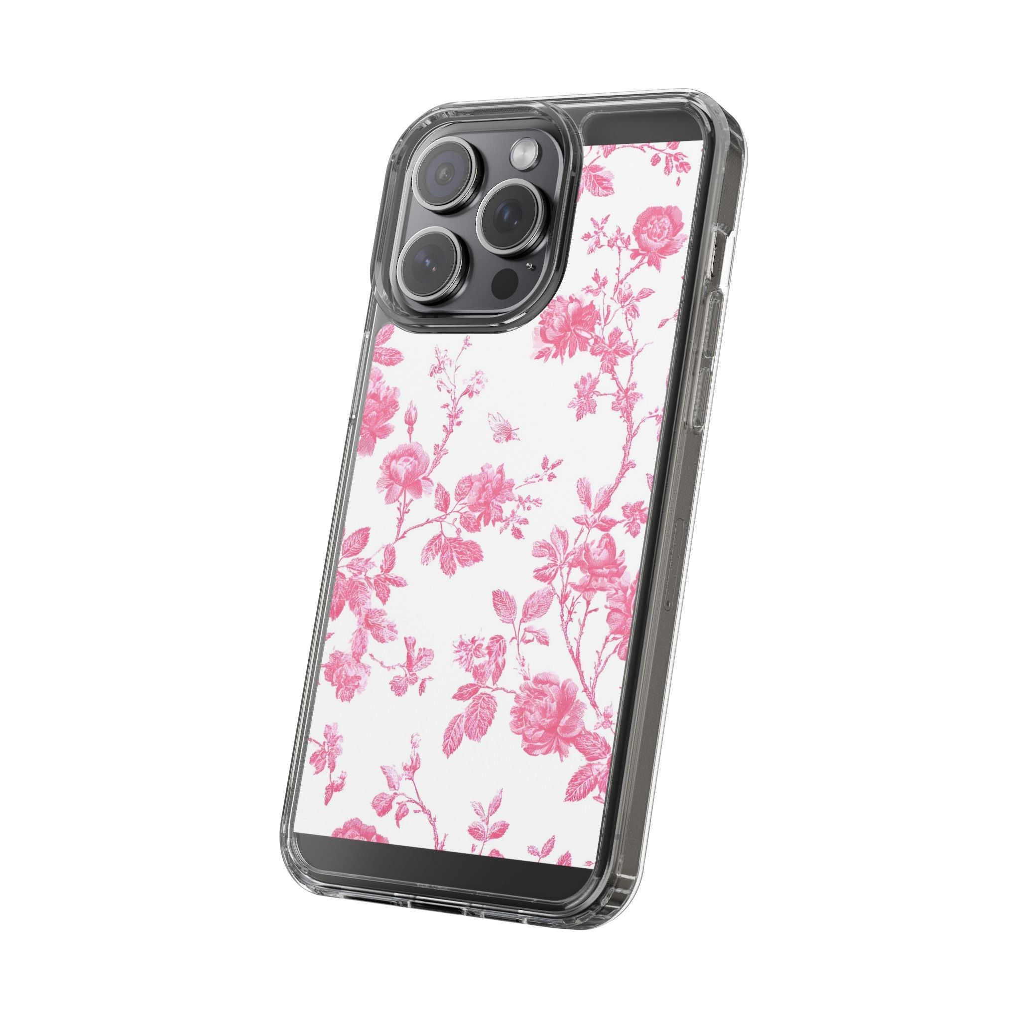 JAKKOUTTHEBXX Pink Floral iPhone Clear Case 2025
