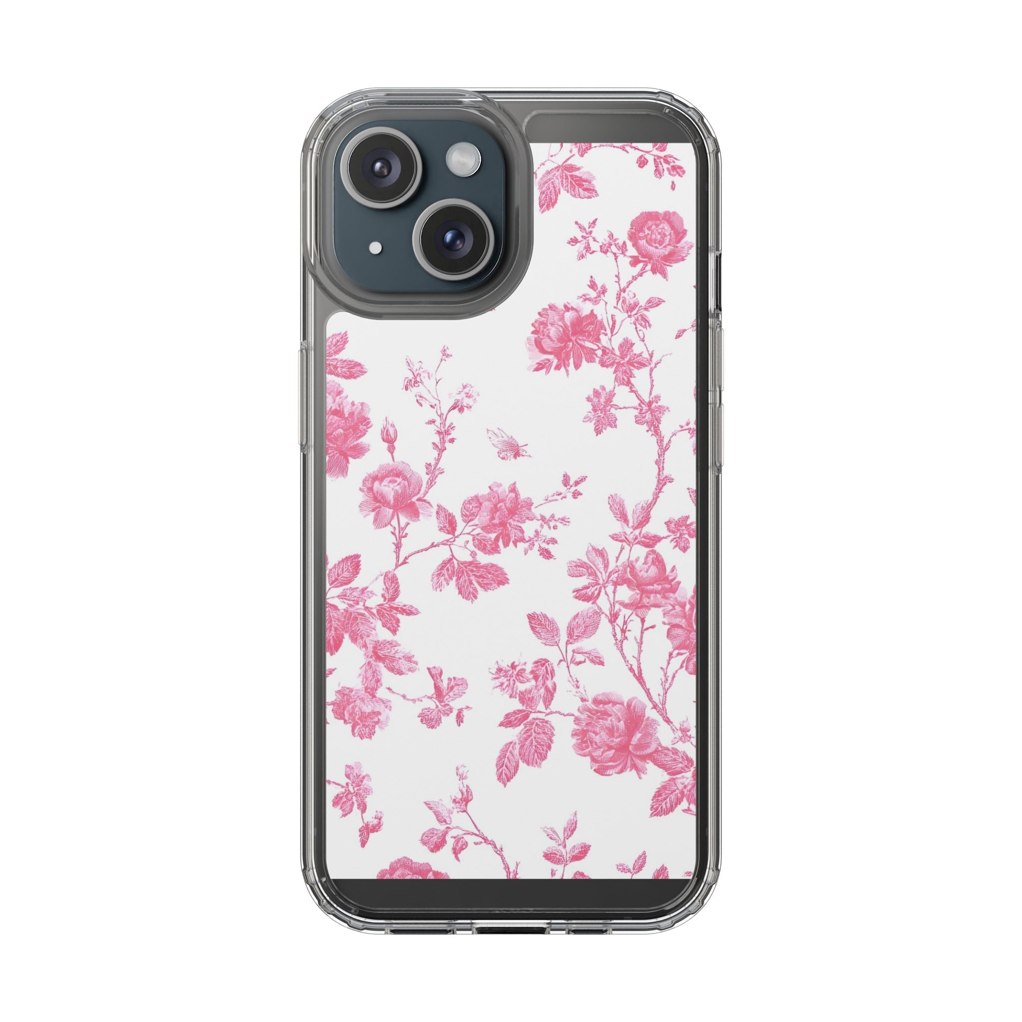 JAKKOUTTHEBXX Pink Floral iPhone Clear Case 2025