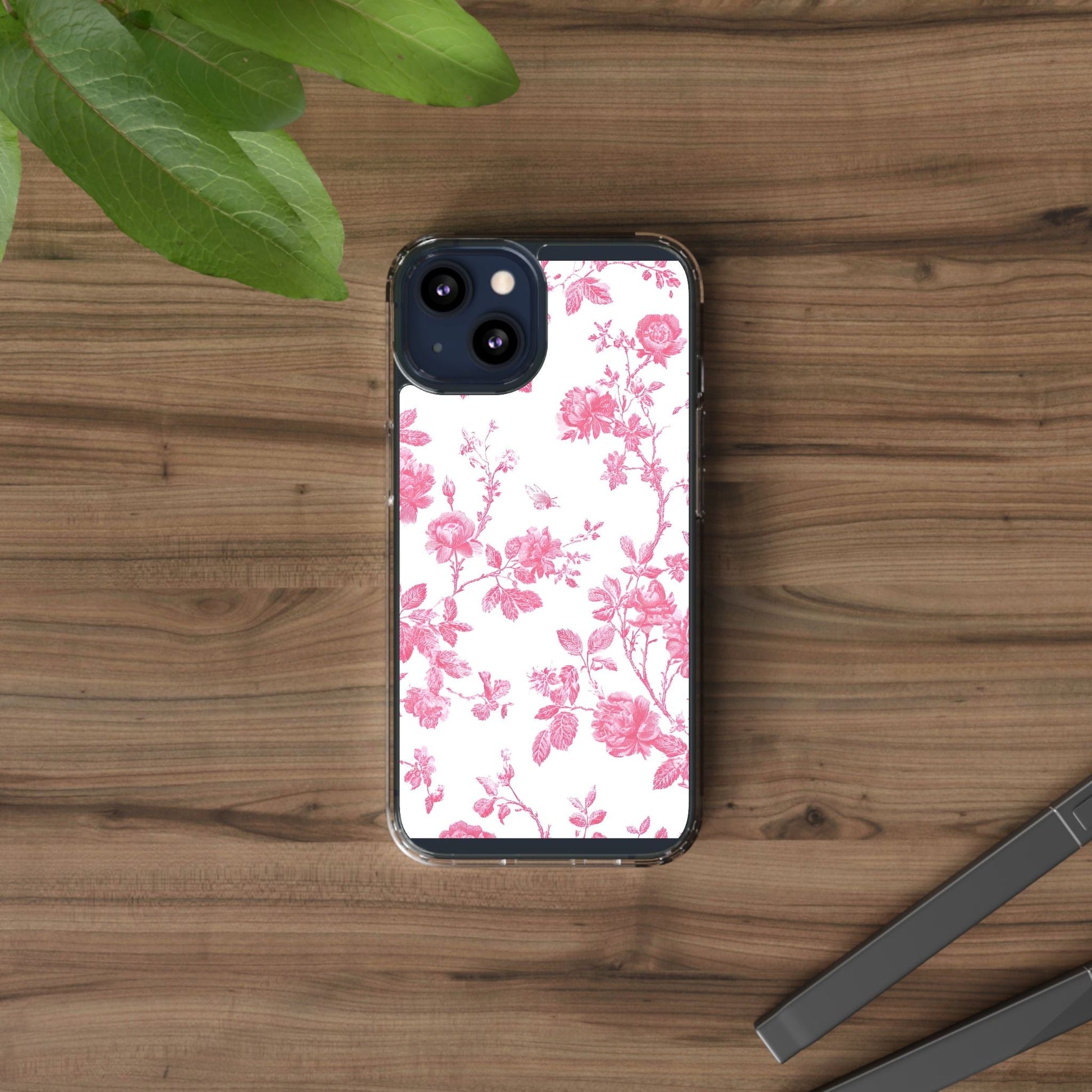 JAKKOUTTHEBXX Pink Floral iPhone Clear Case 2025