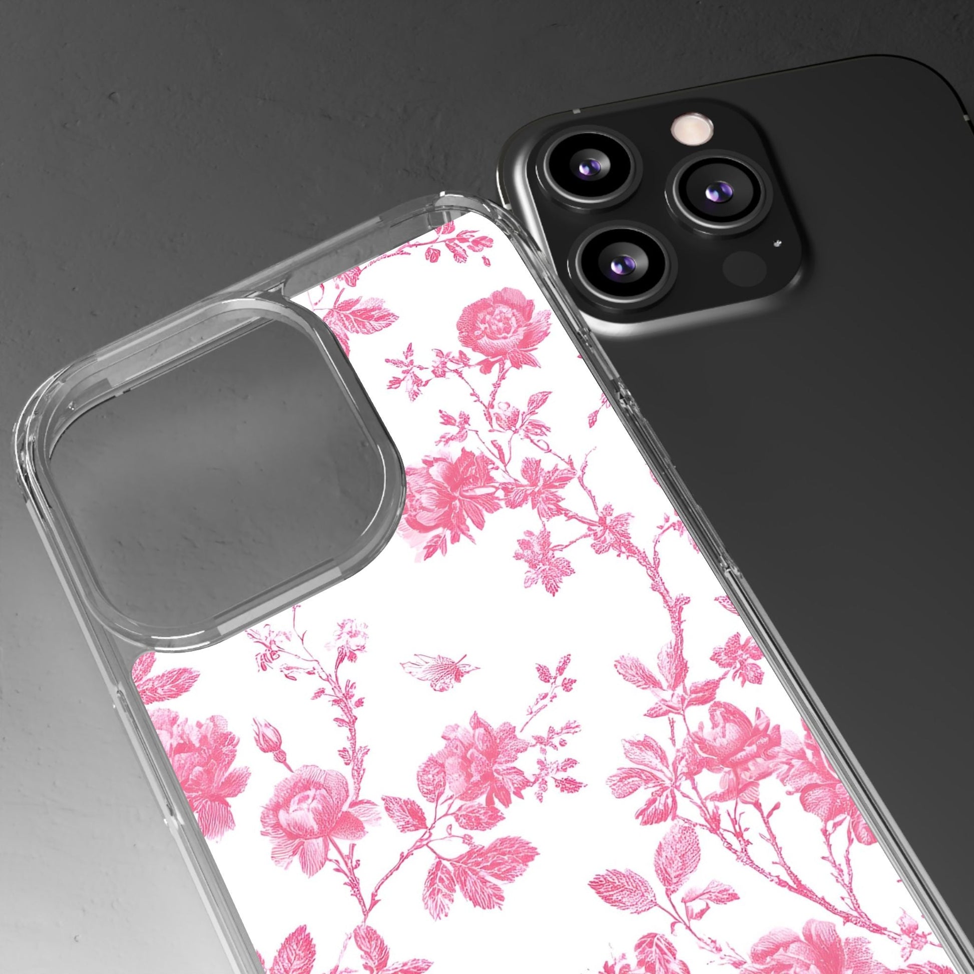 JAKKOUTTHEBXX Pink Floral iPhone Clear Case 2025