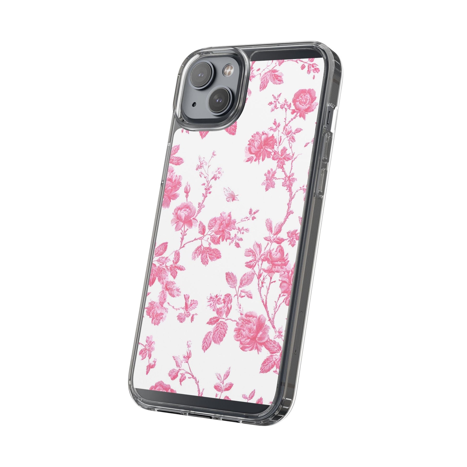 JAKKOUTTHEBXX Pink Floral iPhone Clear Case 2025
