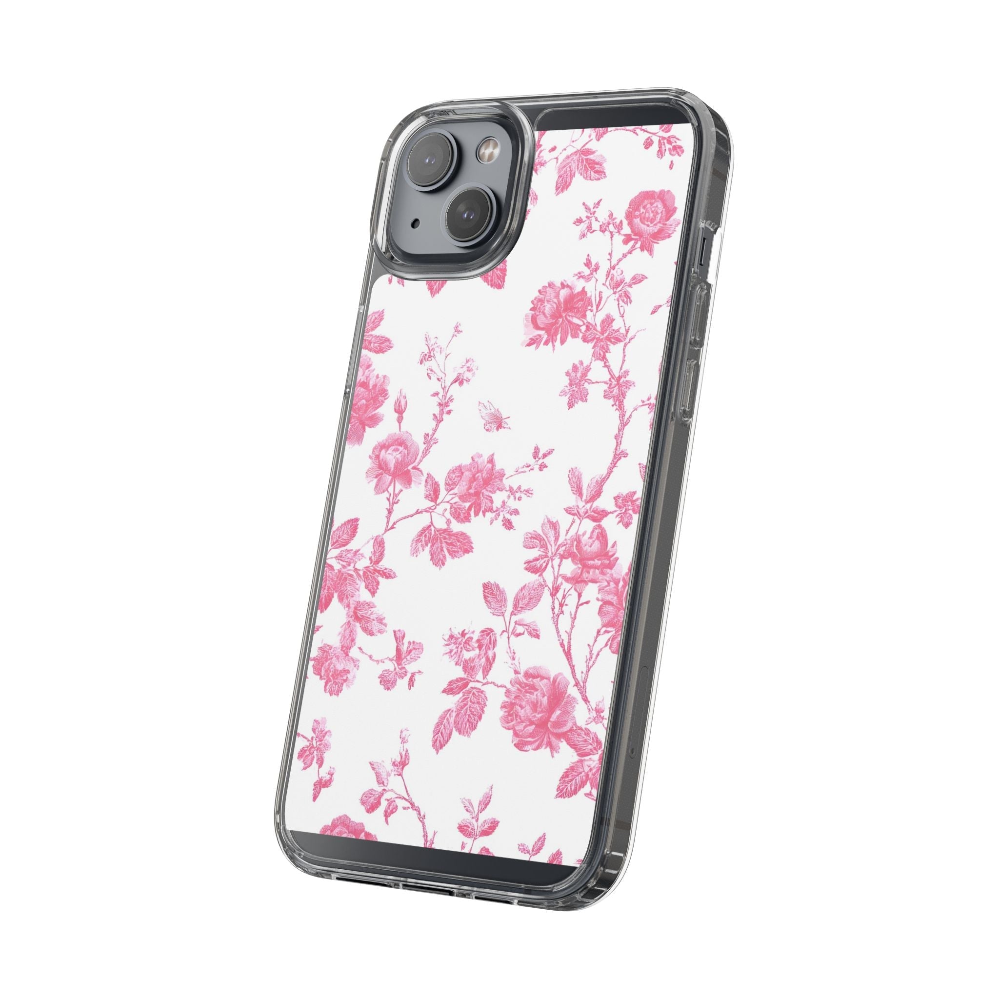 JAKKOUTTHEBXX Pink Floral iPhone Clear Case 2025