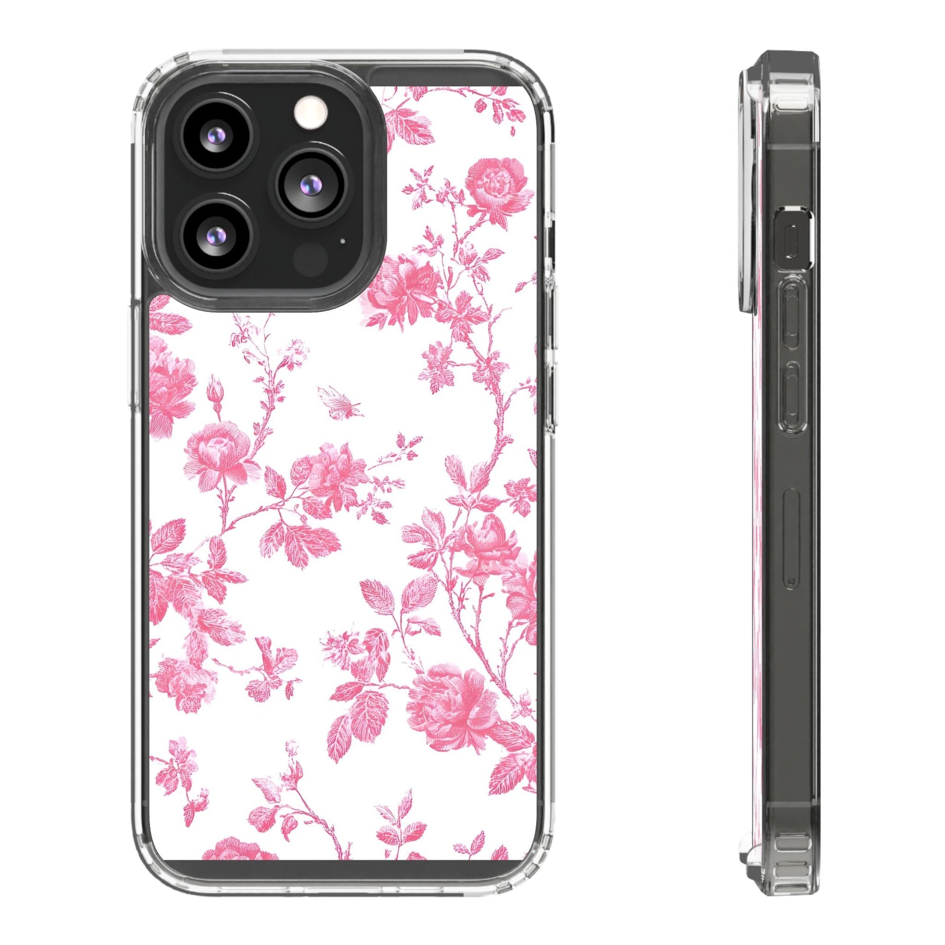 JAKKOUTTHEBXX Pink Floral iPhone Clear Case 2025