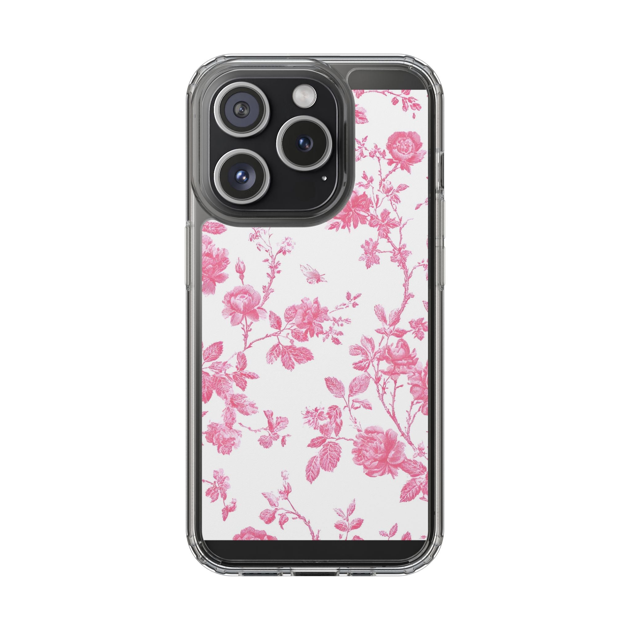 JAKKOUTTHEBXX Pink Floral iPhone Clear Case 2025