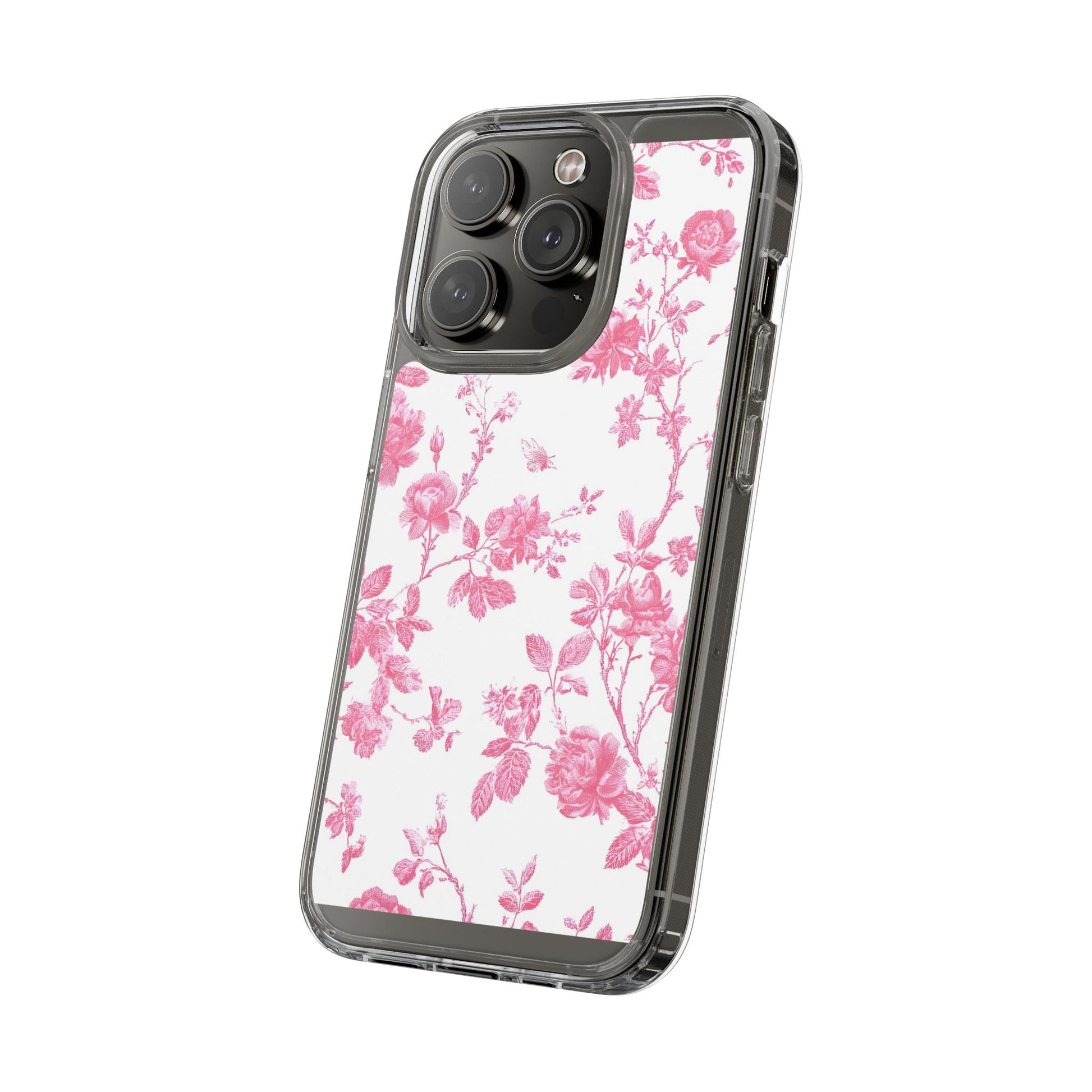 JAKKOUTTHEBXX Pink Floral iPhone Clear Case 2025