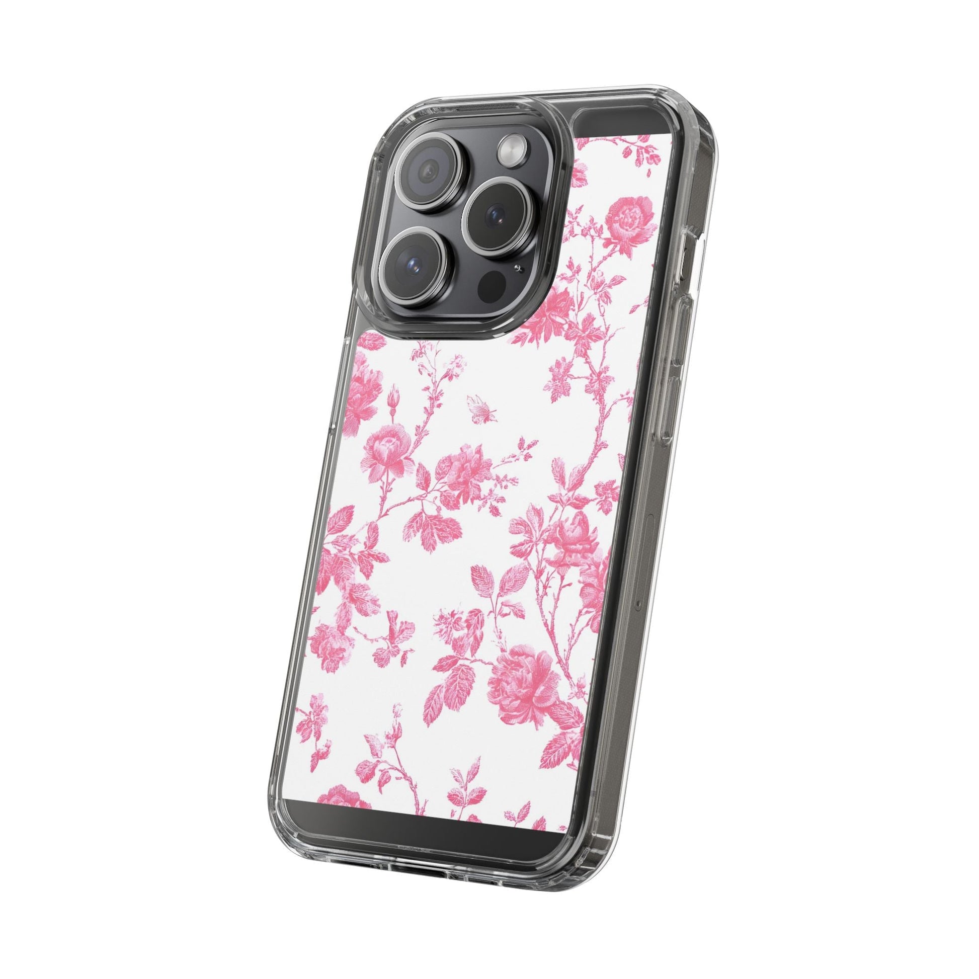 JAKKOUTTHEBXX Pink Floral iPhone Clear Case 2025