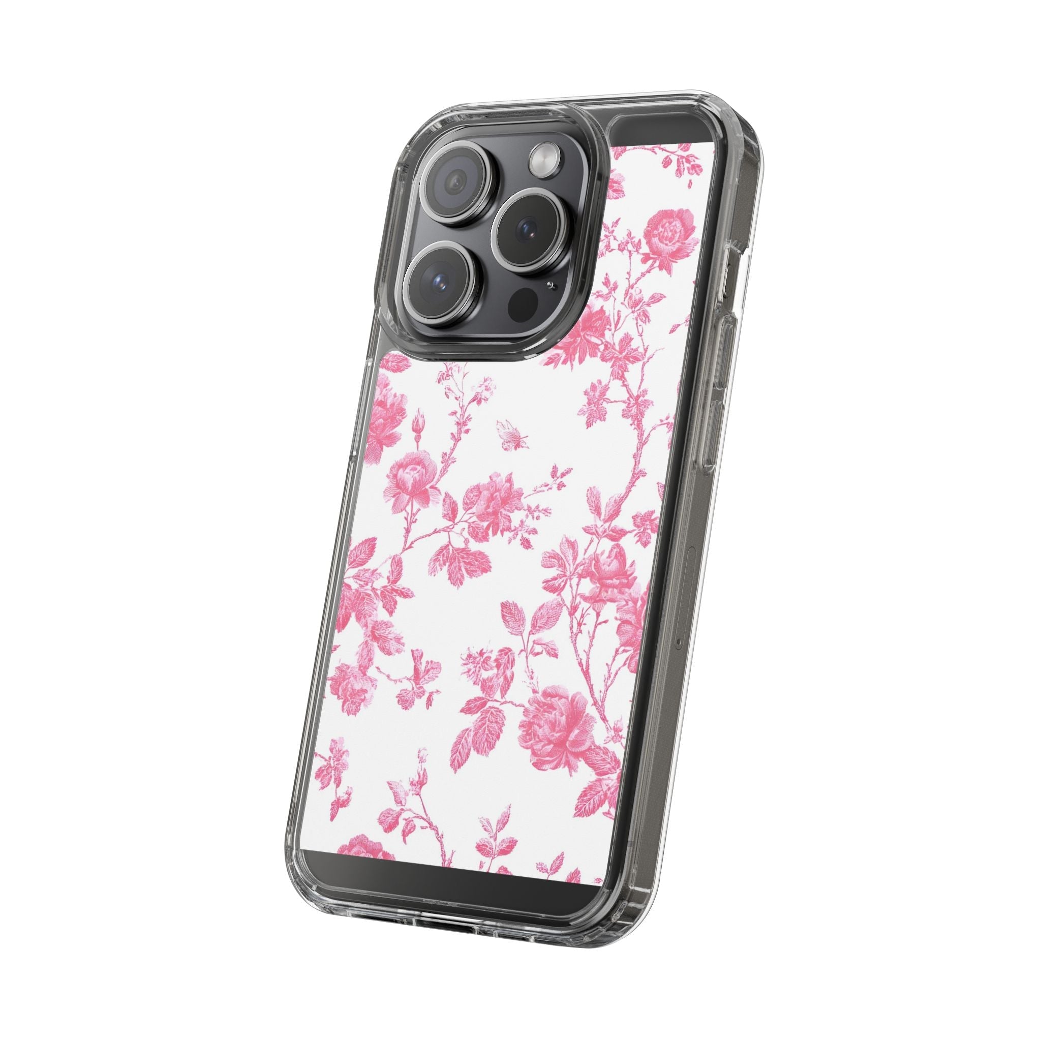 JAKKOUTTHEBXX Pink Floral iPhone Clear Case 2025