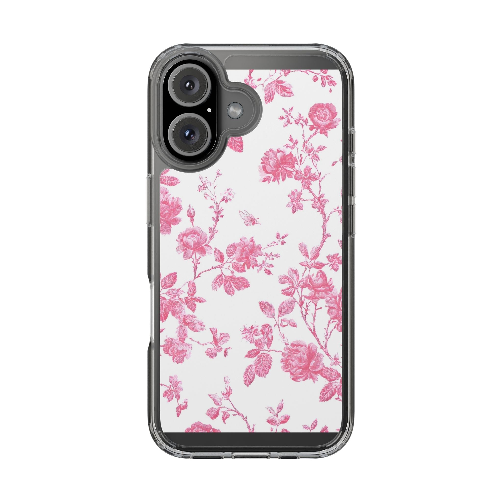 JAKKOUTTHEBXX Pink Floral iPhone Clear Case 2025