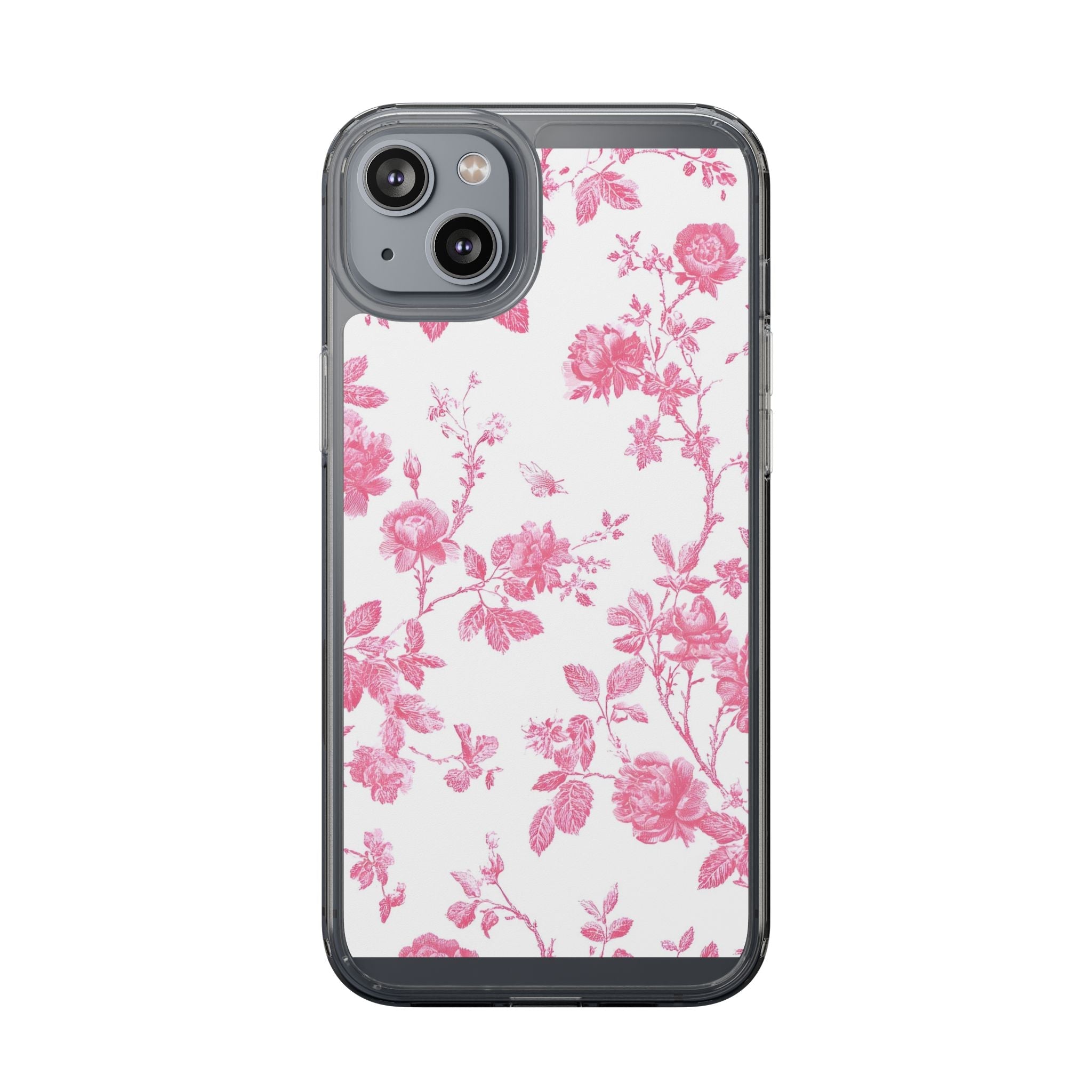 JAKKOUTTHEBXX Pink Floral iPhone Clear Case 2025