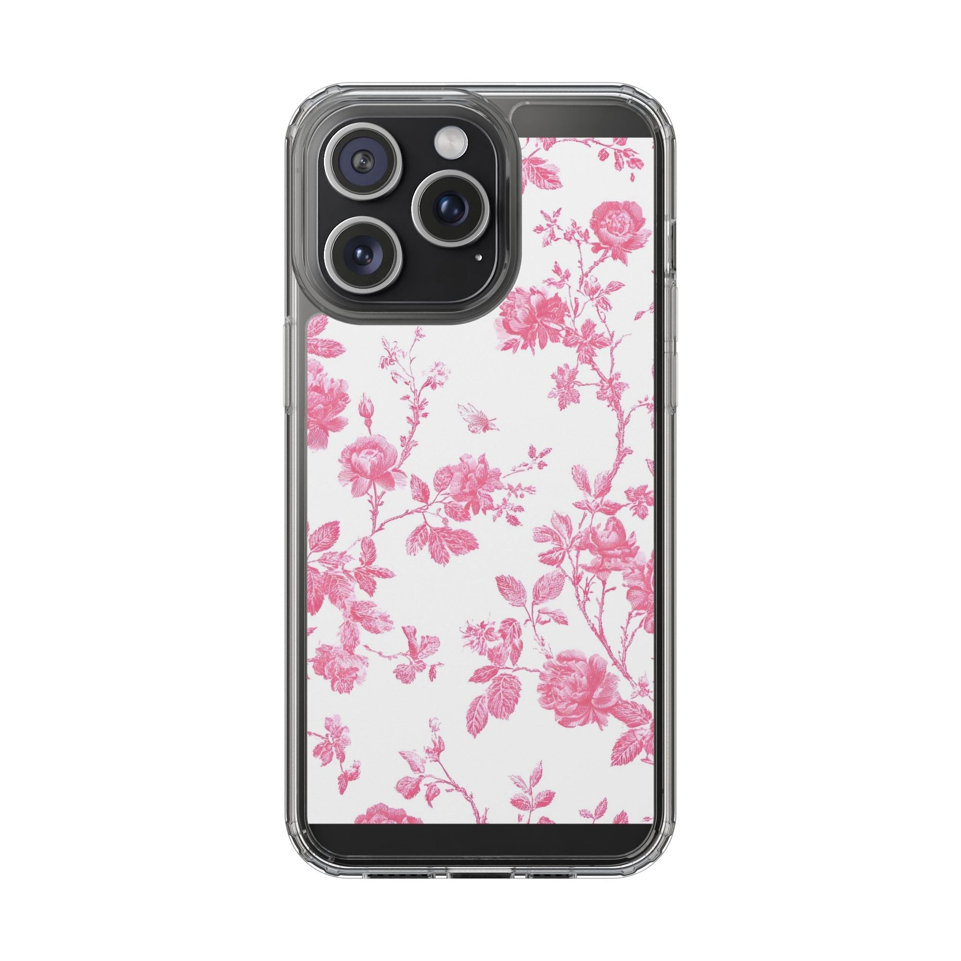 JAKKOUTTHEBXX Pink Floral iPhone Clear Case 2025