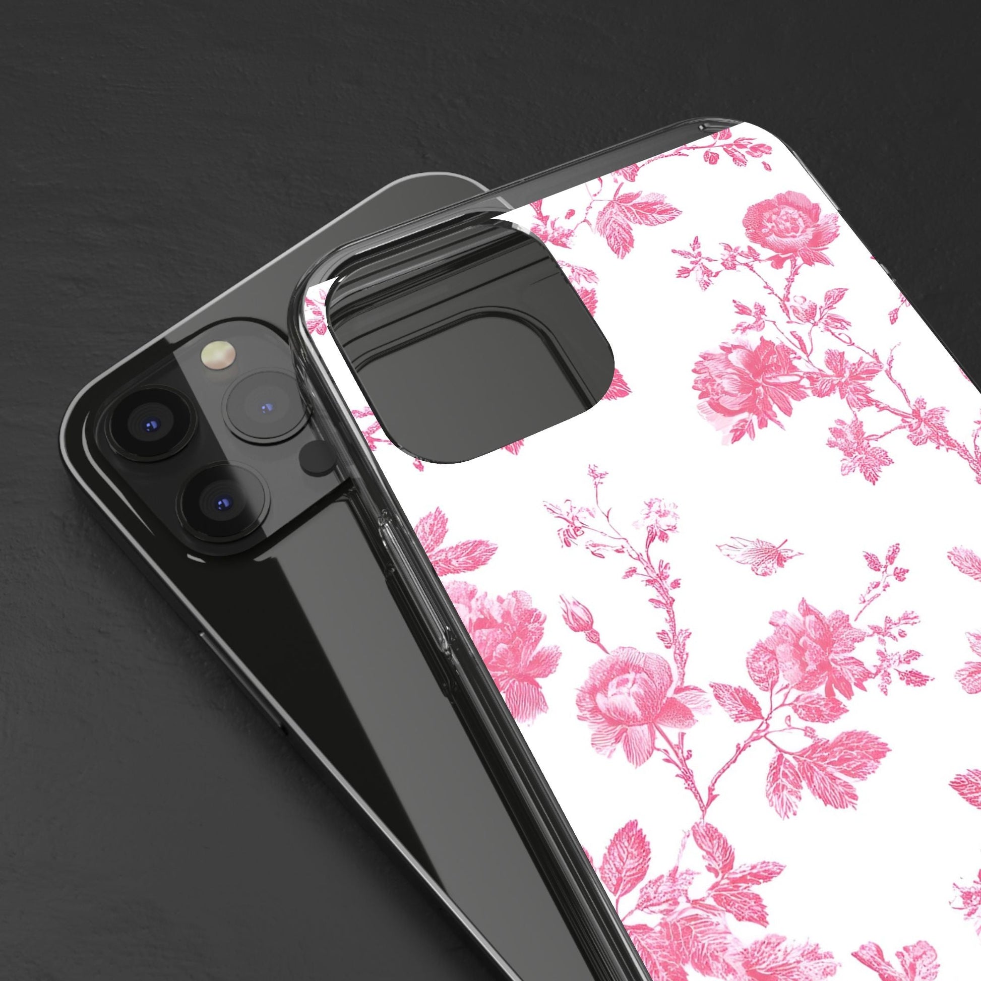 JAKKOUTTHEBXX Pink Floral iPhone Clear Case 2025