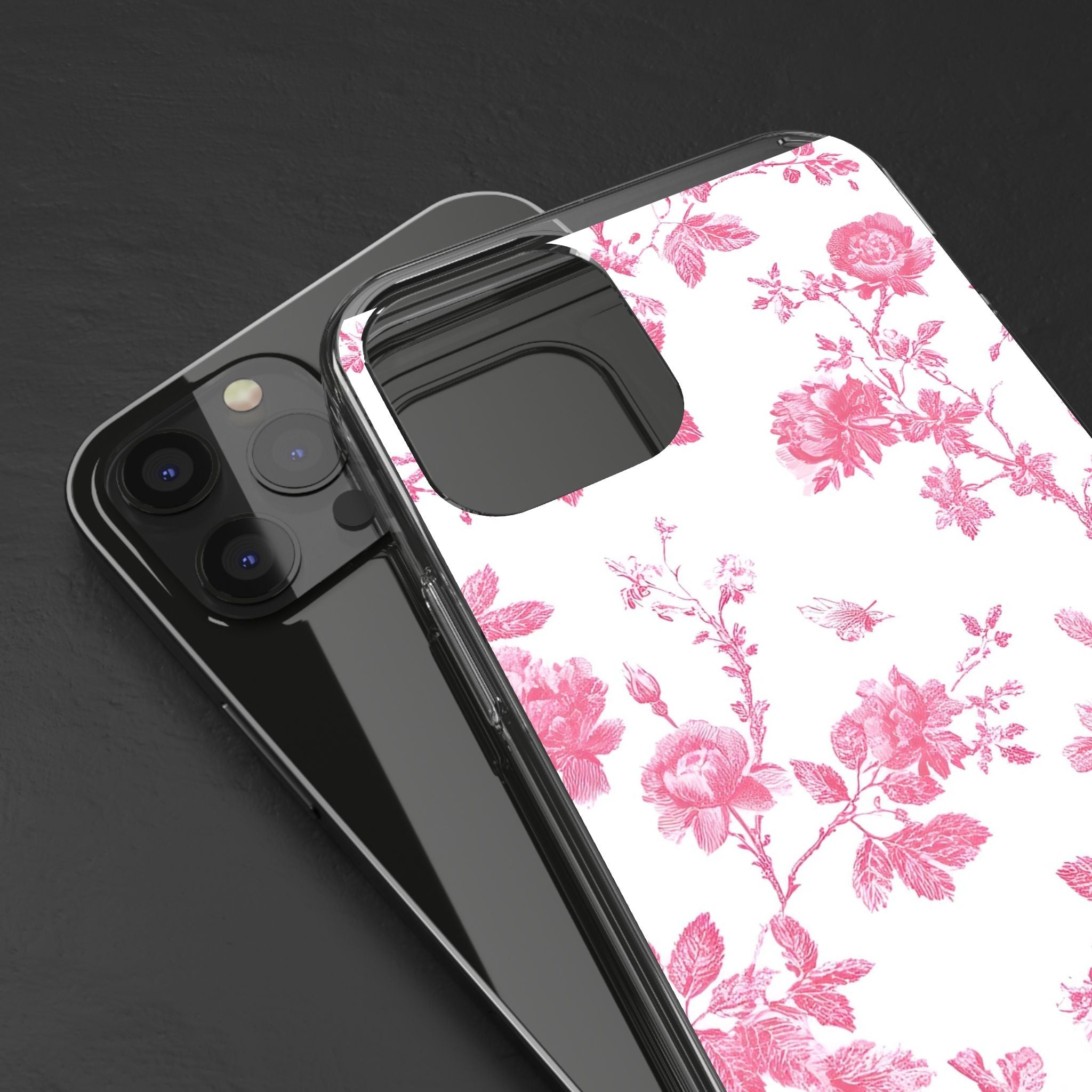 JAKKOUTTHEBXX Pink Floral iPhone Clear Case 2025