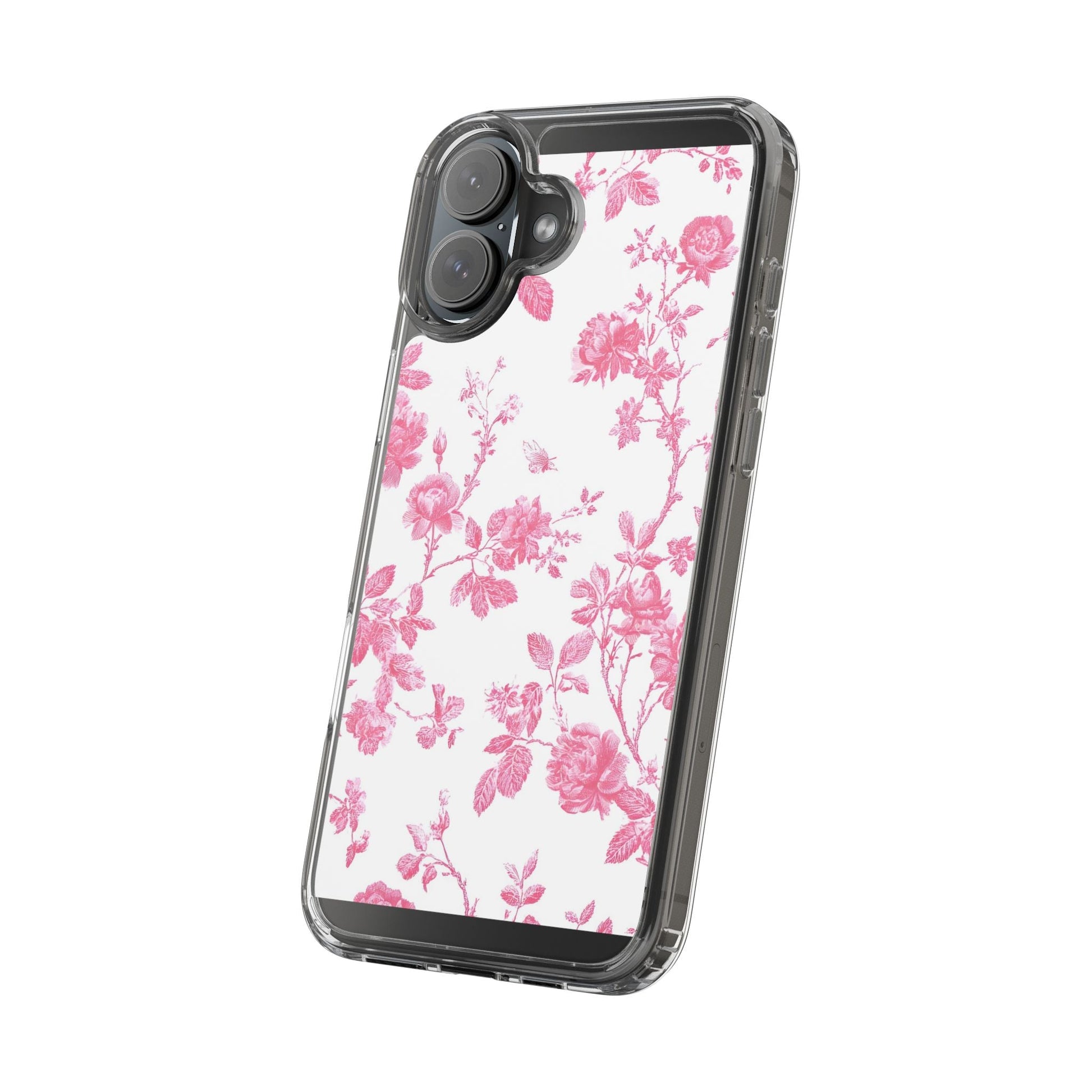 JAKKOUTTHEBXX Pink Floral iPhone Clear Case 2025
